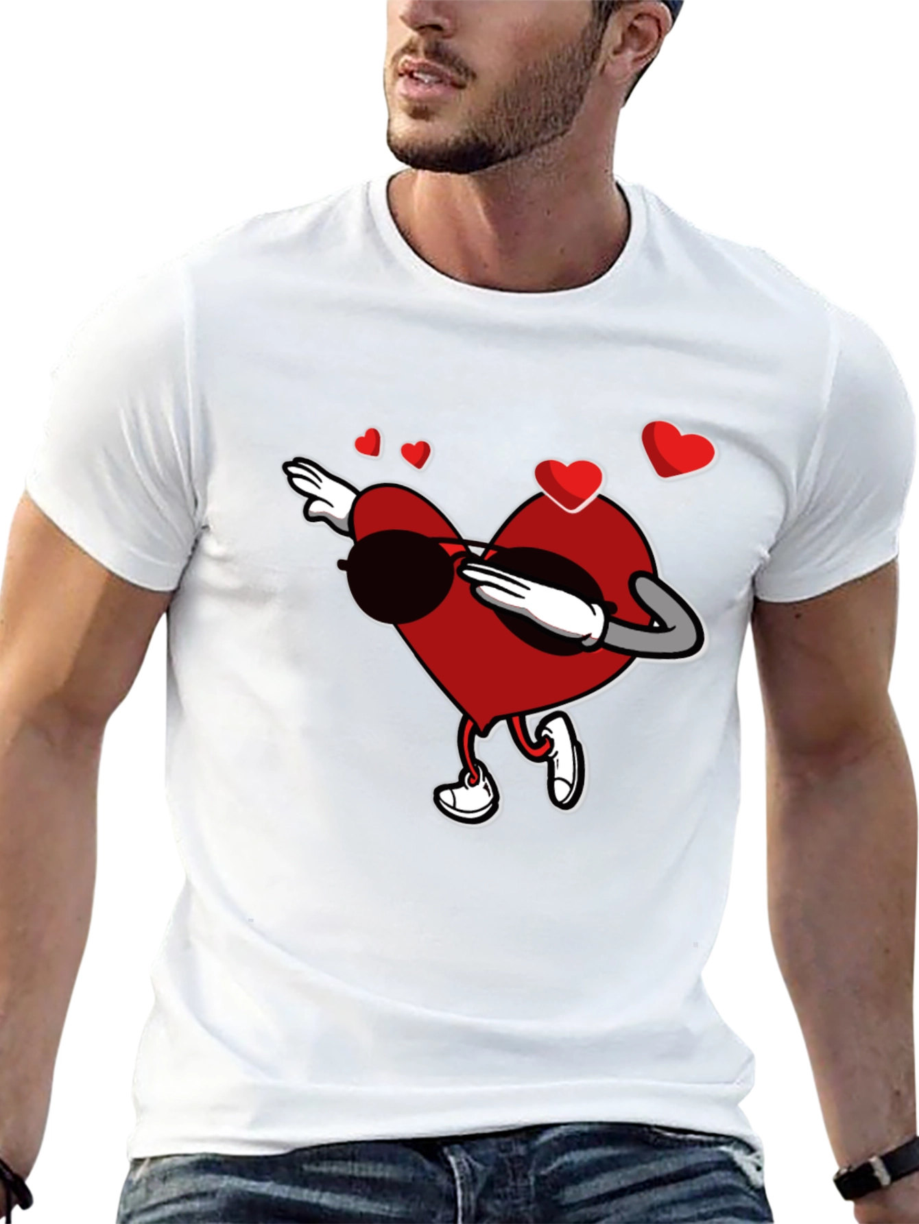 Dabbing Heart Valentines Day Graphic T-Shirt