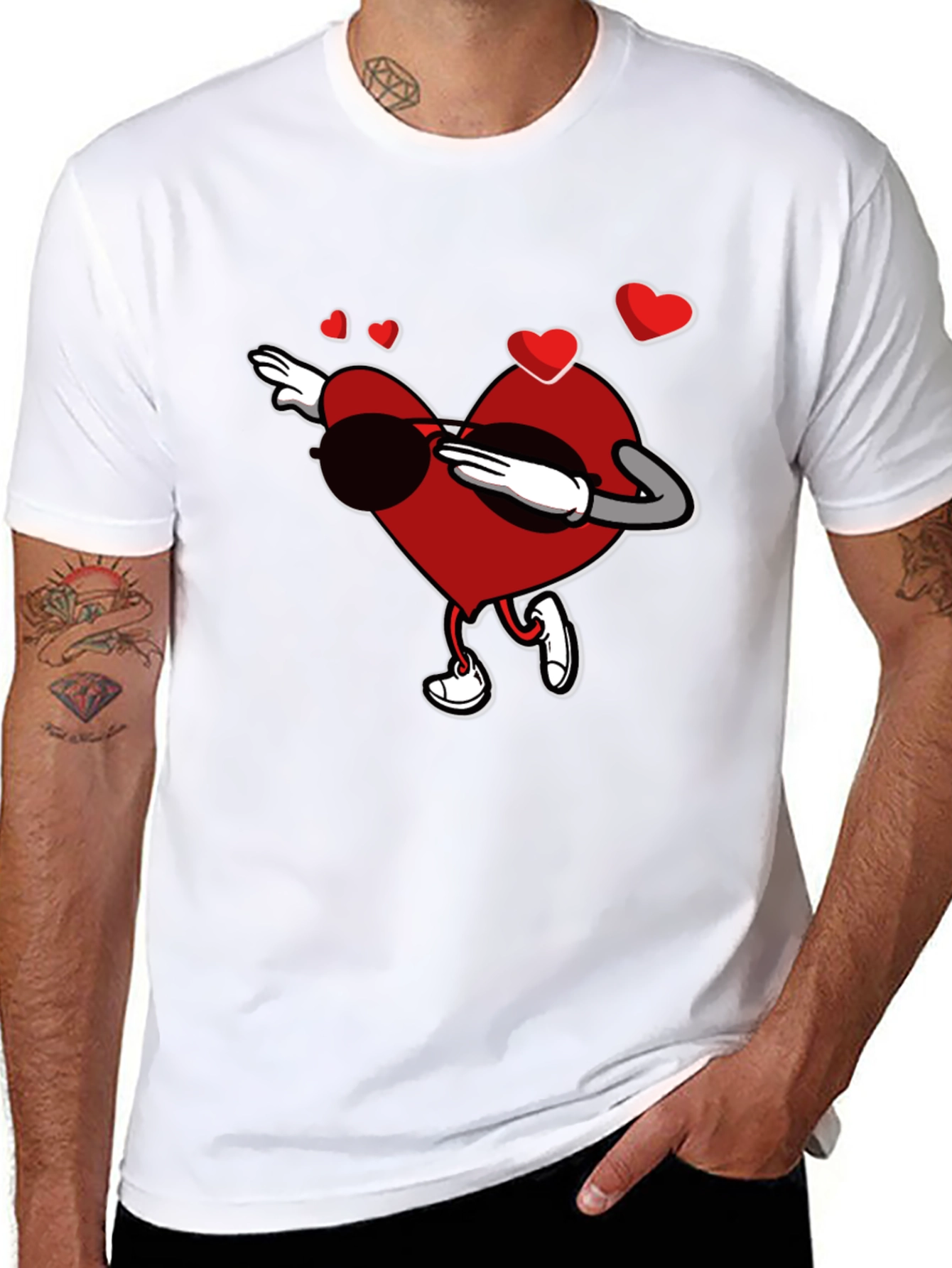 Dabbing Heart Valentines Day Graphic T-Shirt