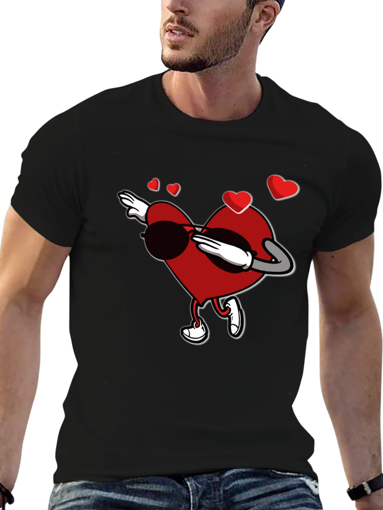 Dabbing Heart Valentines Day Graphic T-Shirt