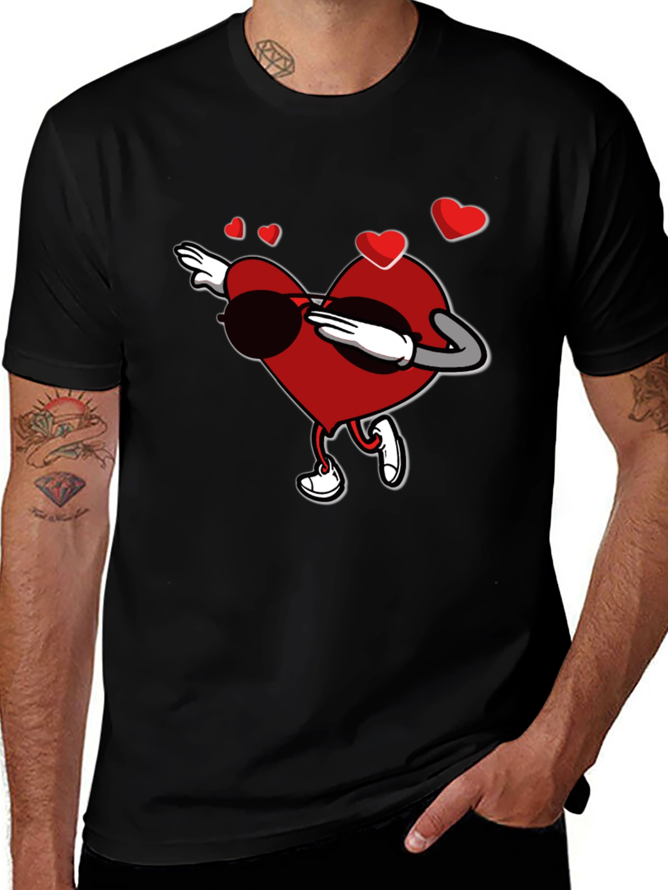 Dabbing Heart Valentines Day Graphic T-Shirt