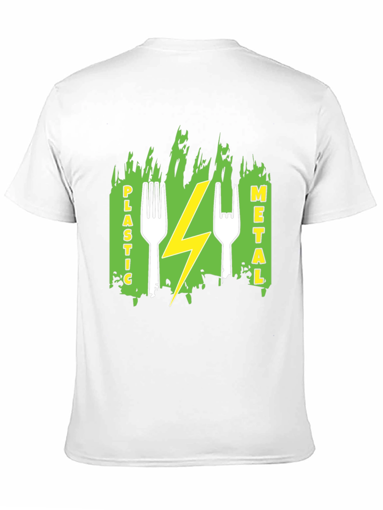 Plastic Metal Fork Lightning Bolt Graphic Tee