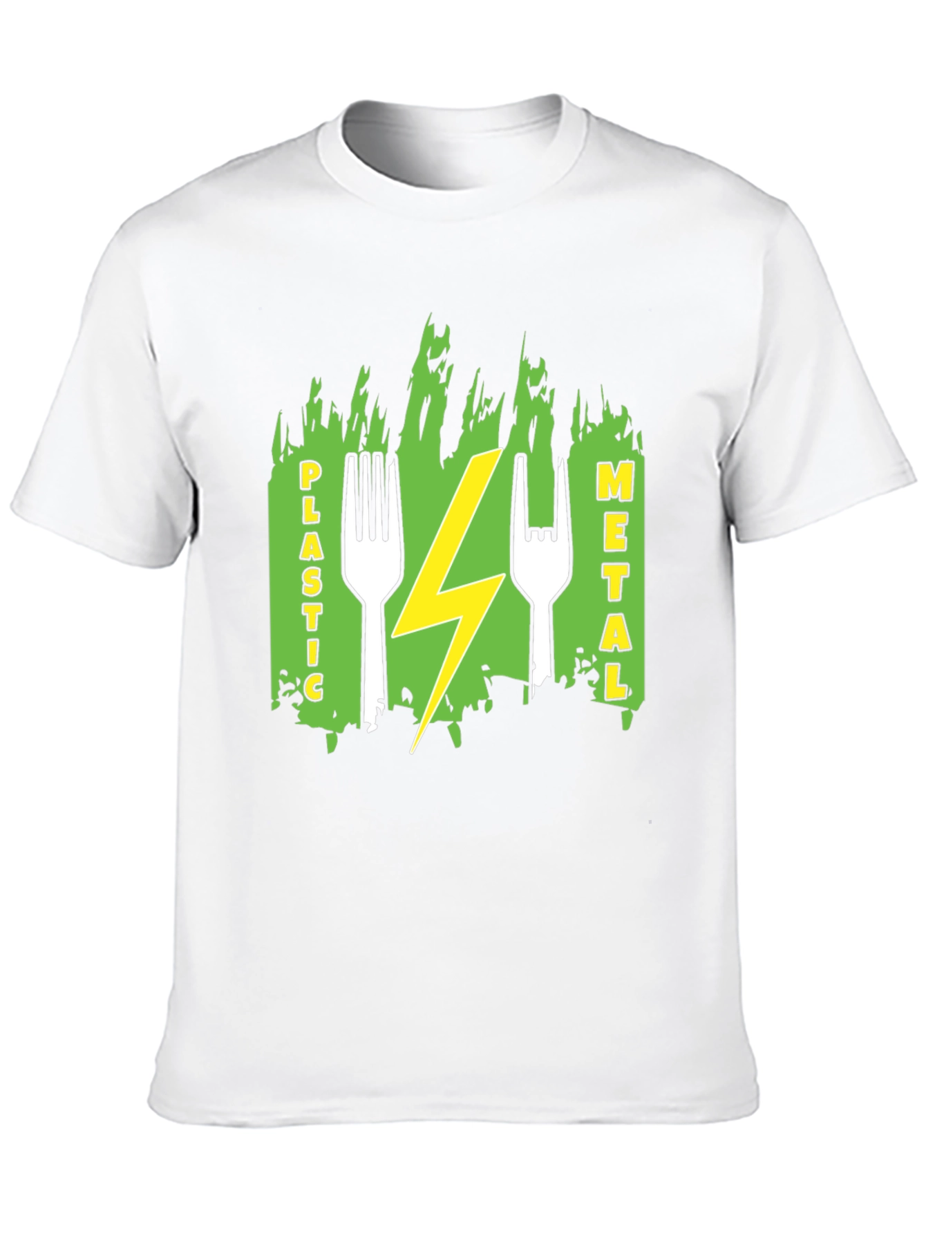 Plastic Metal Fork Lightning Bolt Graphic Tee