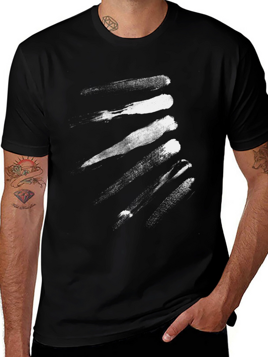 Abstract Brushstroke Graphic Black Tee