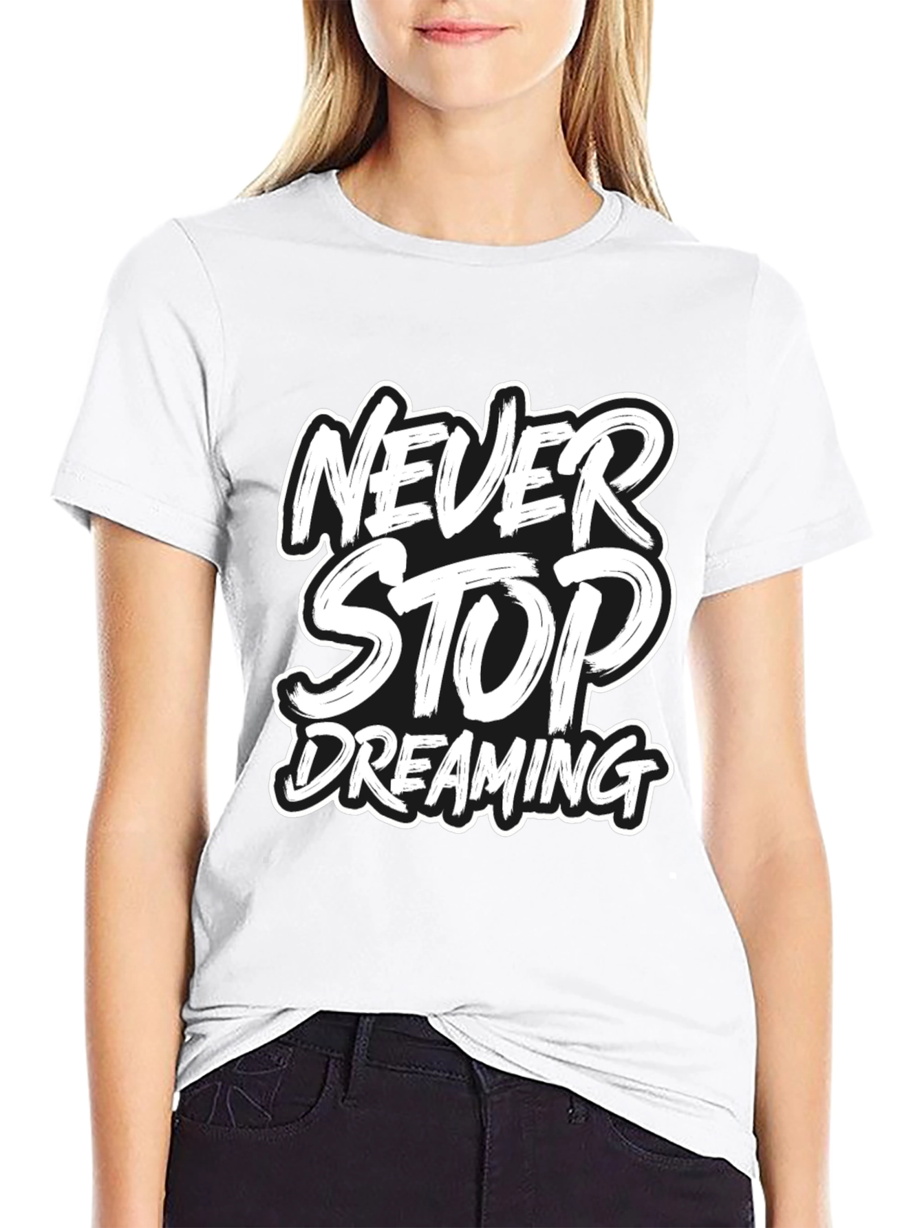 Never Stop Dreaming Graphic Tee - Black Casual T-Shirt