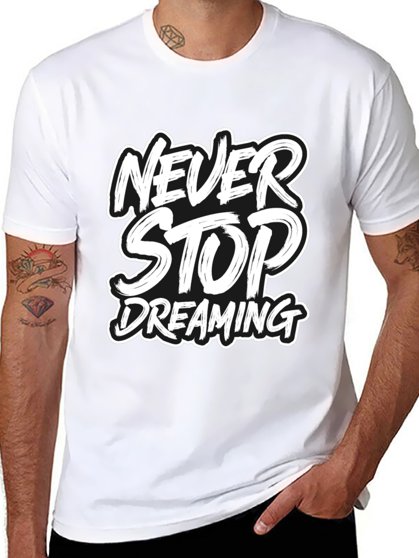 Never Stop Dreaming Graphic Tee - Black Casual T-Shirt