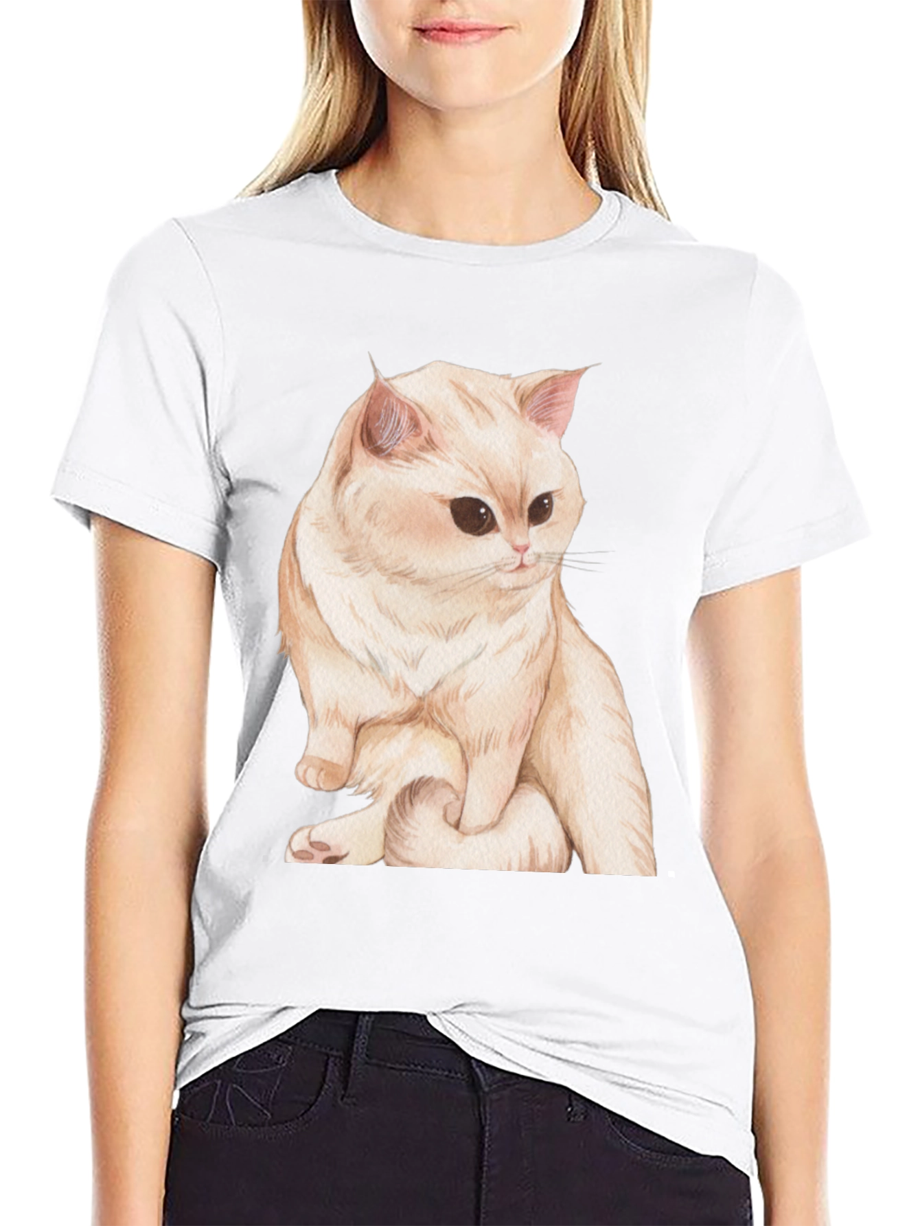 Cat Graphic Black T-Shirt Soft Cotton Tee