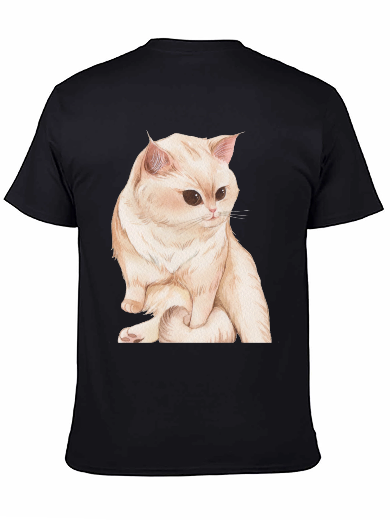 Cat Graphic Black T-Shirt Soft Cotton Tee