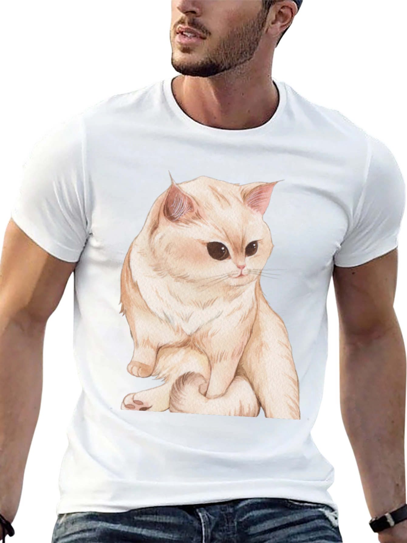 Cat Graphic Black T-Shirt Soft Cotton Tee
