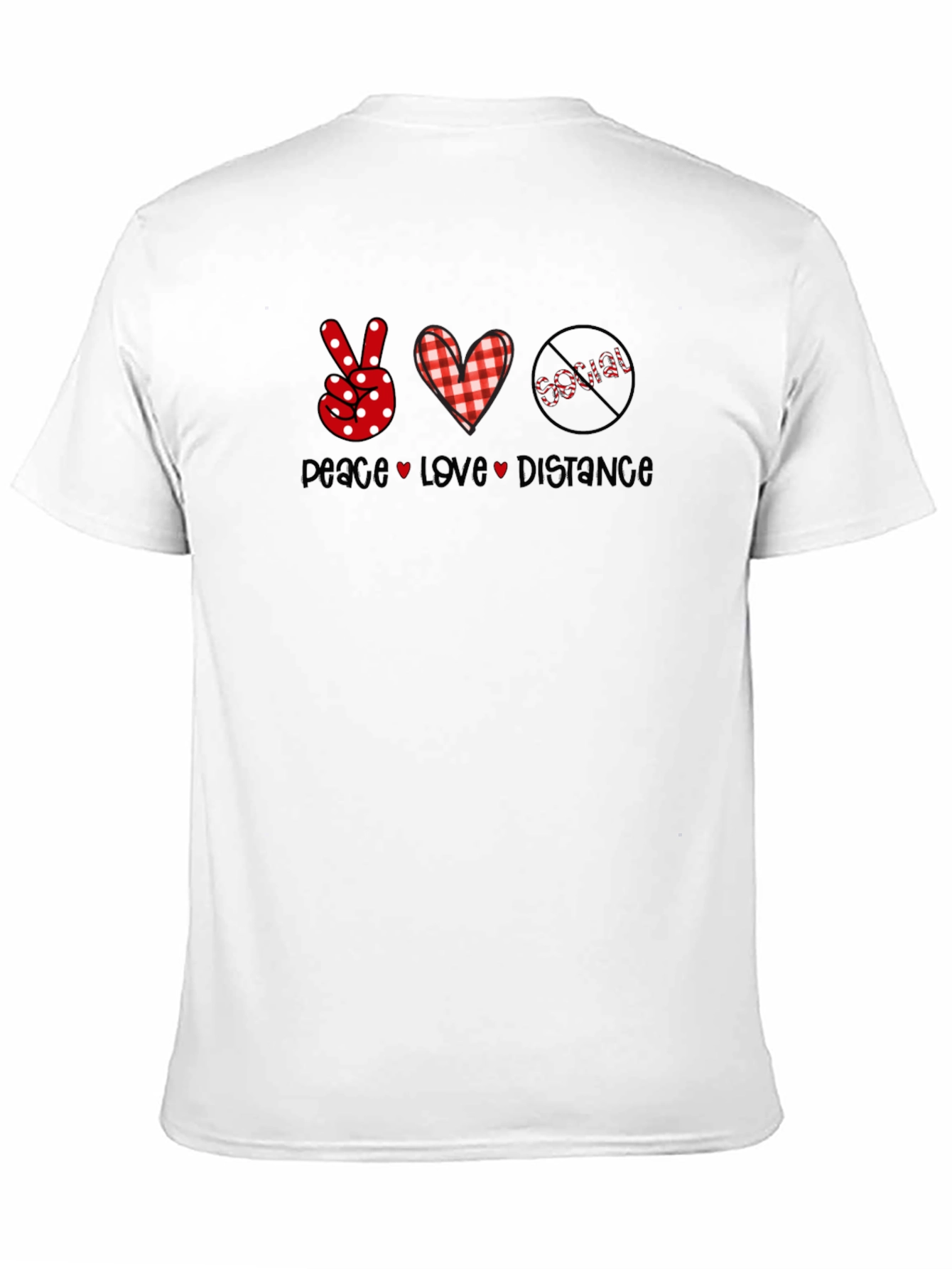 Peace Love Distance Social Graphic Black T-Shirt
