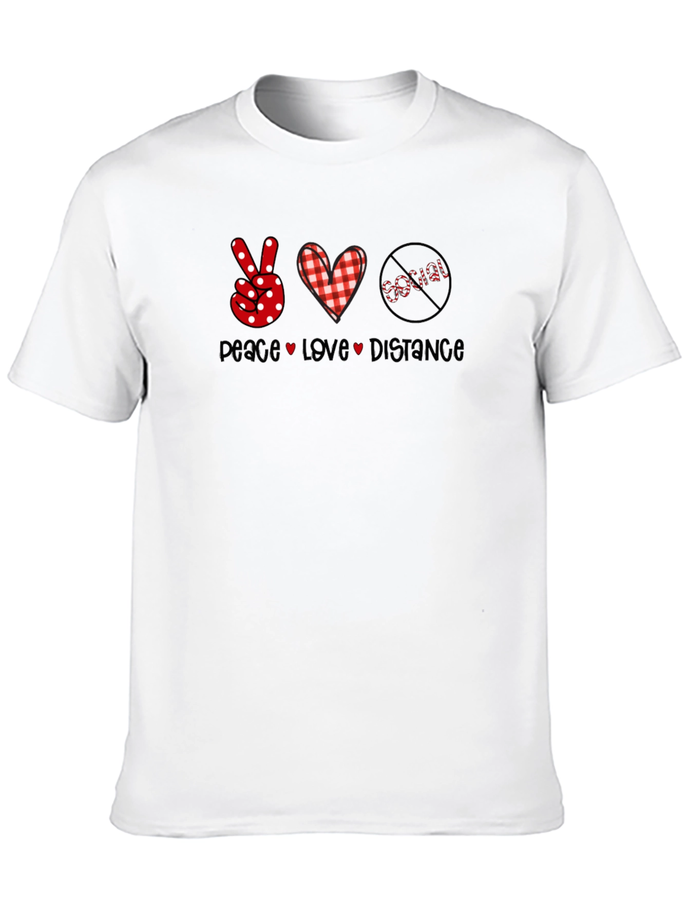 Peace Love Distance Social Graphic Black T-Shirt