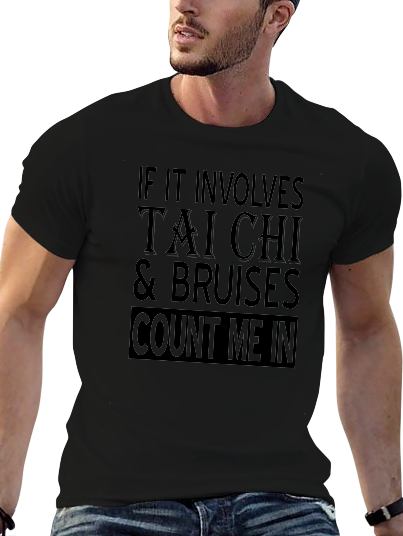 Tai Chi & Bruises Mens Black Graphic Tee