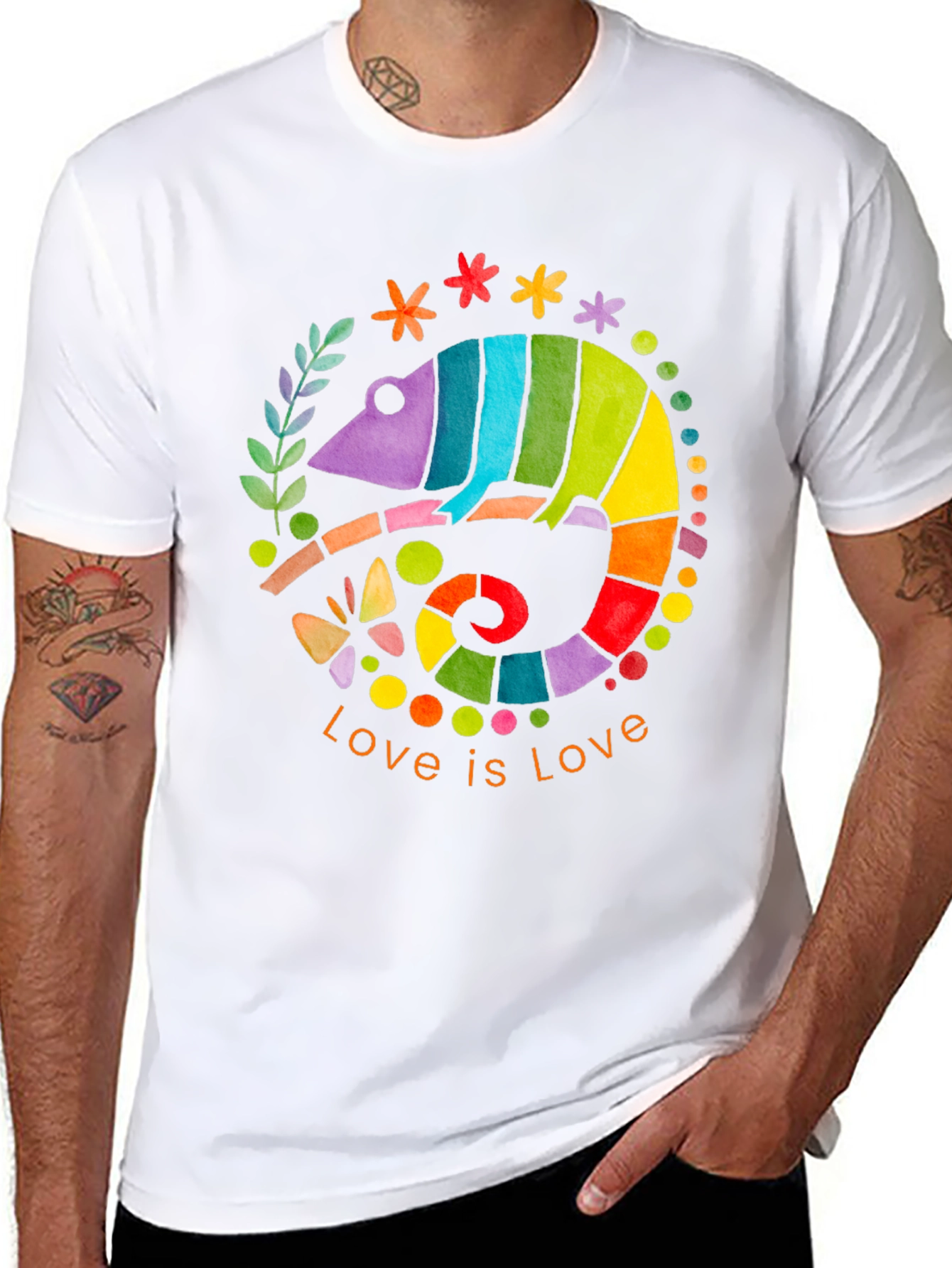 Rainbow Chameleon Love is Love T-Shirt