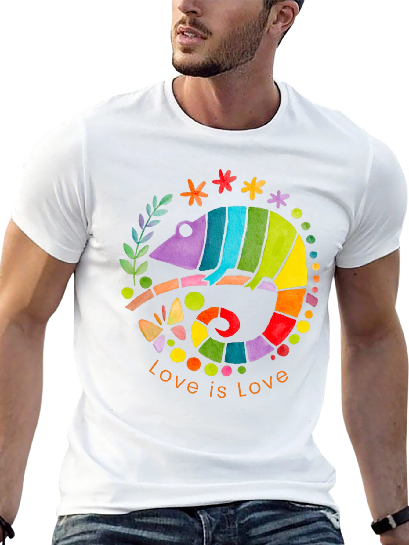 Rainbow Chameleon Love is Love T-Shirt