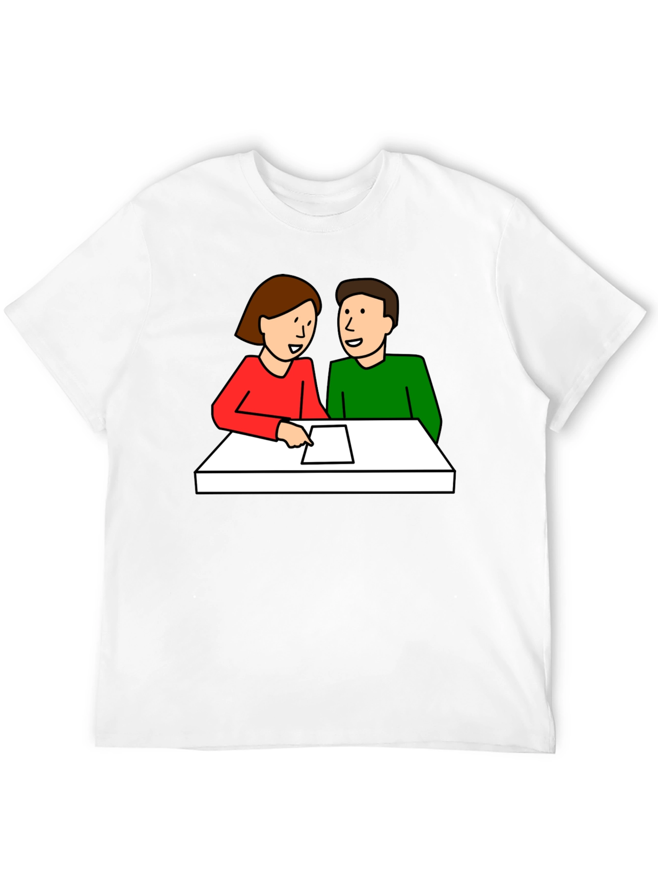 Cartoon Couple Meeting Black T-Shirt