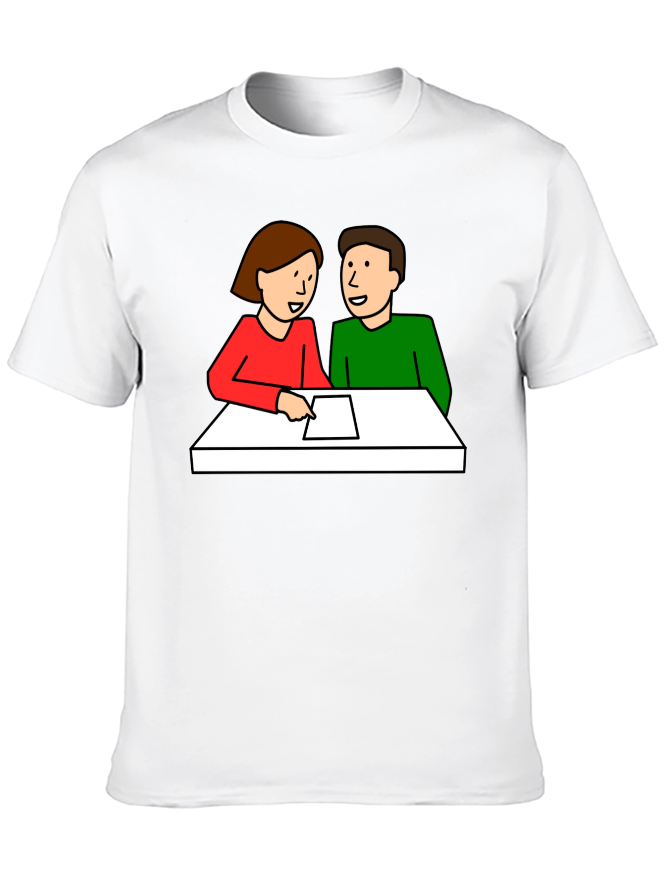 Cartoon Couple Meeting Black T-Shirt