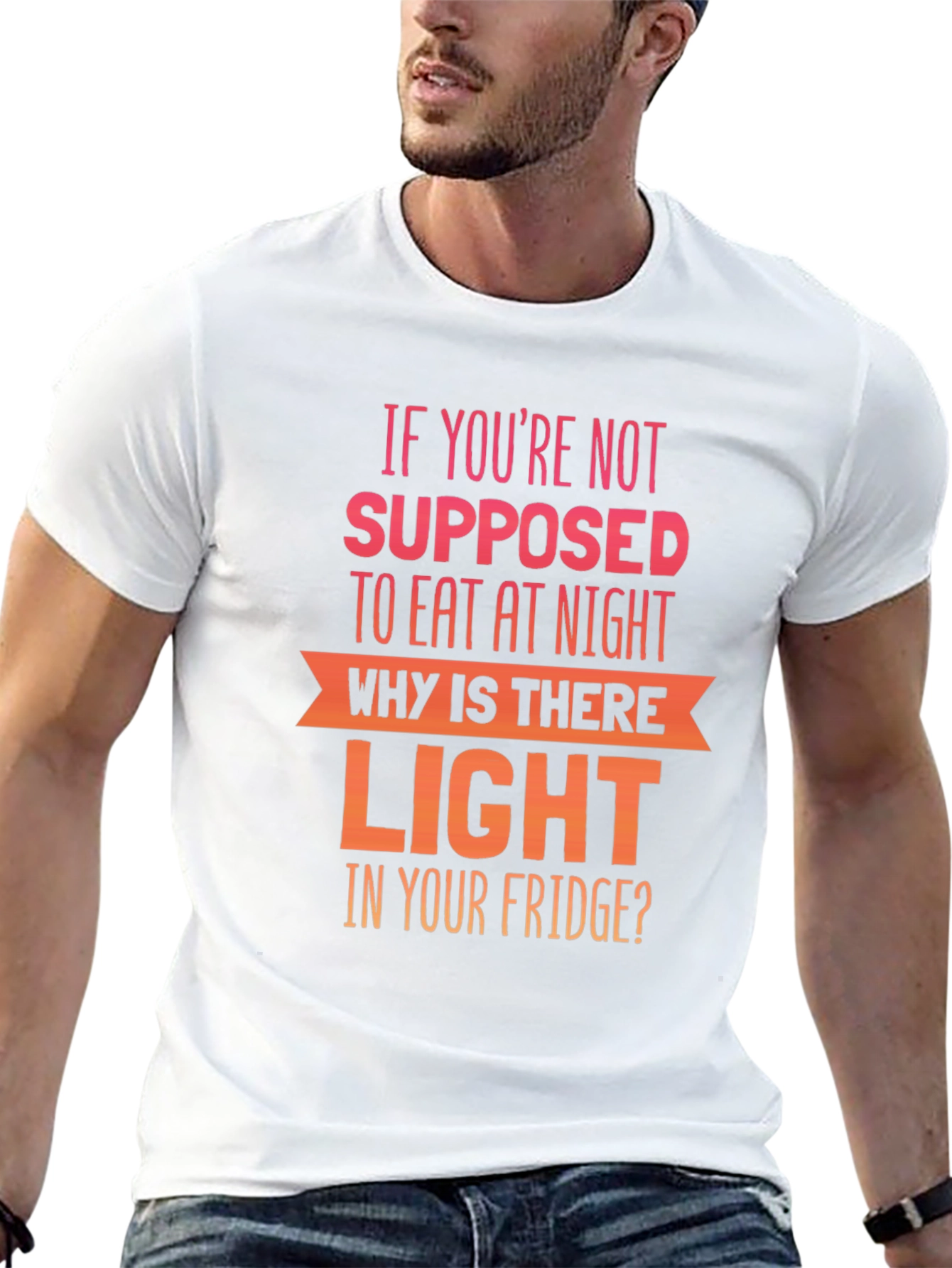 Funny Night Eating T-Shirt - Fridge Light Humor