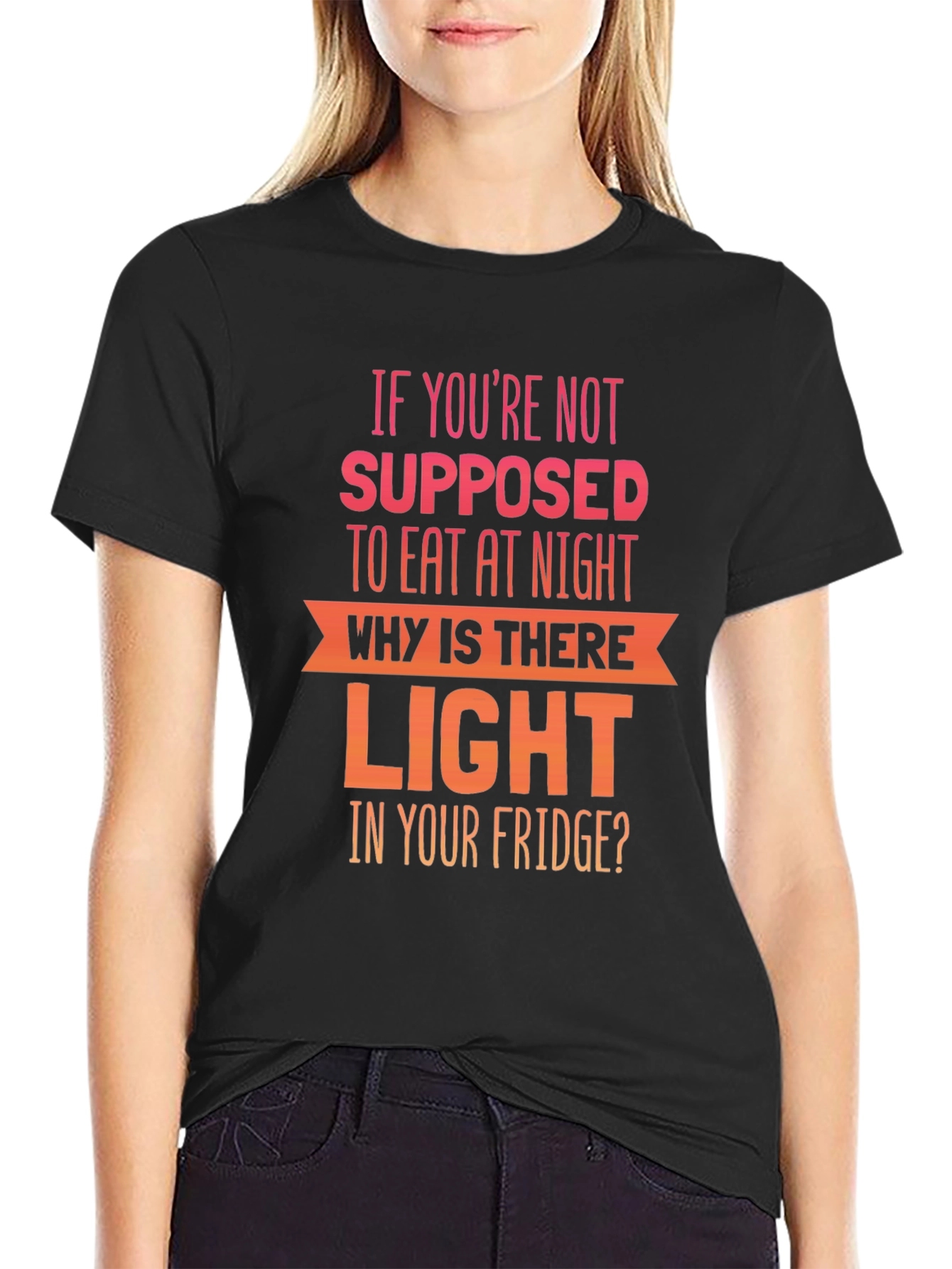 Funny Night Eating T-Shirt - Fridge Light Humor