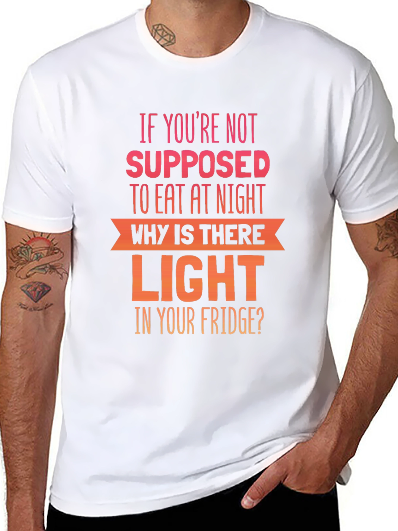 Funny Night Eating T-Shirt - Fridge Light Humor