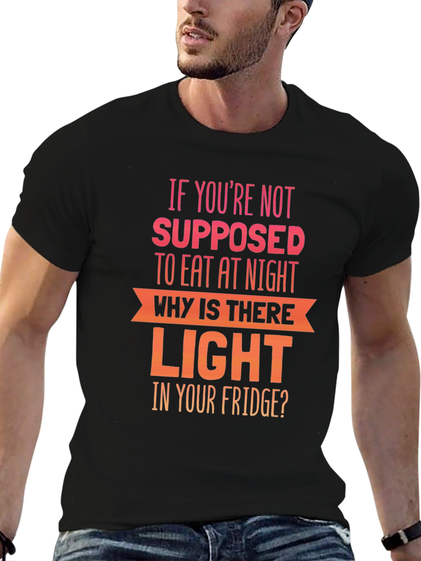 Funny Night Eating T-Shirt - Fridge Light Humor
