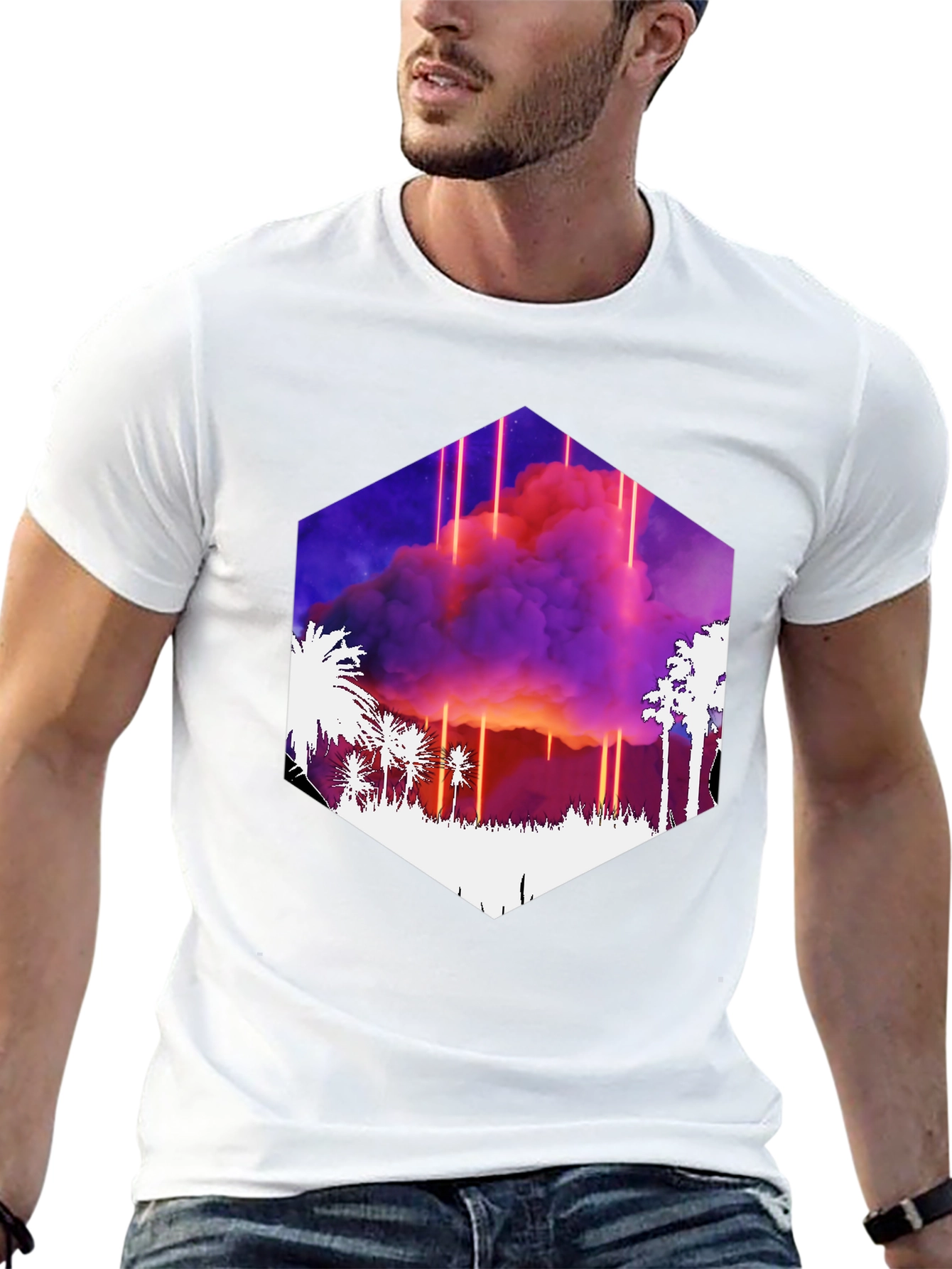 Synthwave Palm Tree Sunset Graphic Tee