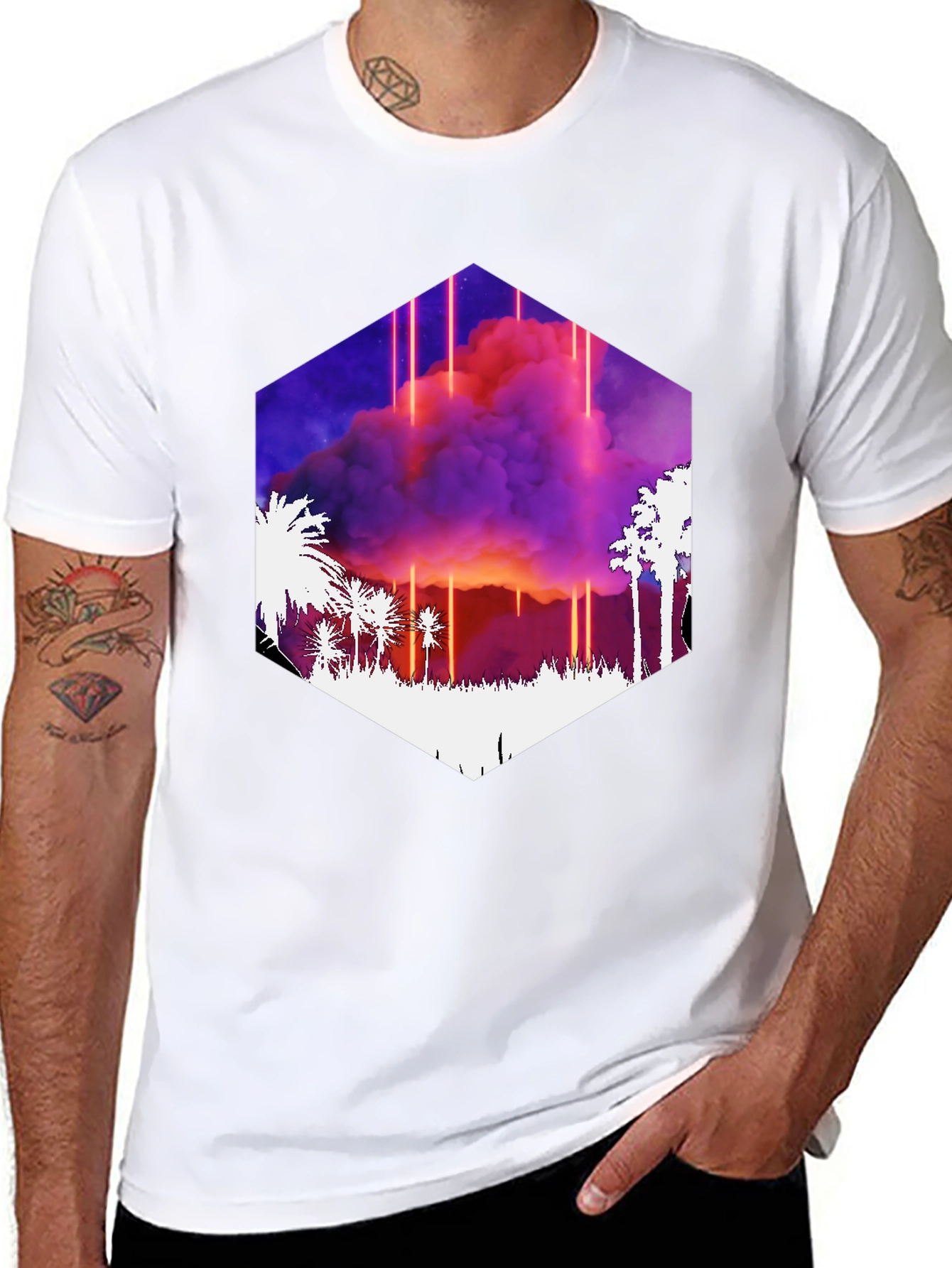 Synthwave Palm Tree Sunset Graphic Tee