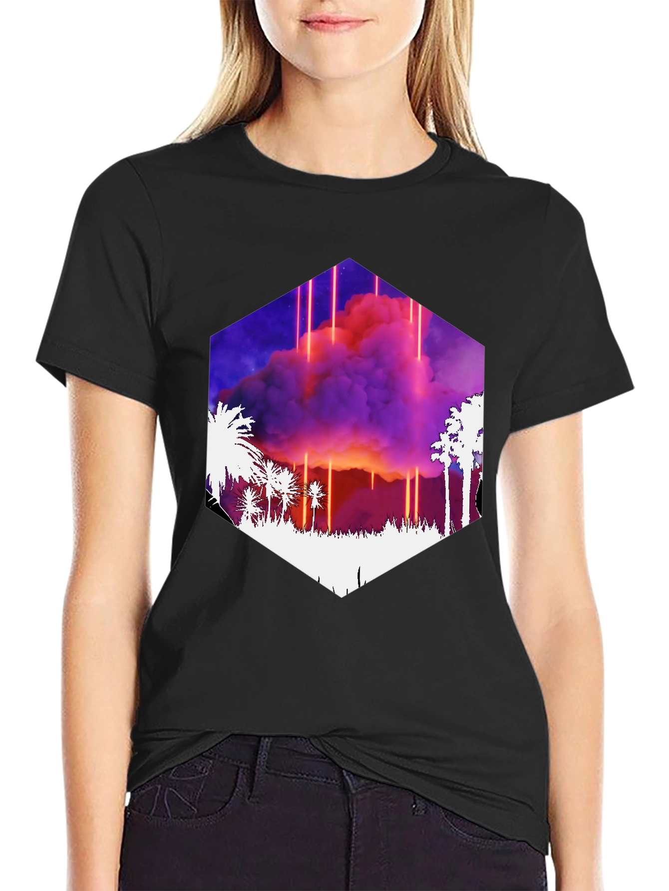 Synthwave Palm Tree Sunset Graphic Tee