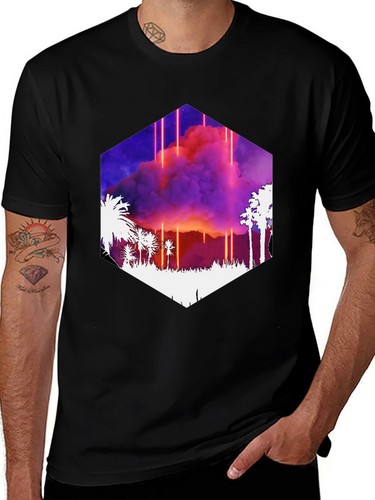Synthwave Palm Tree Sunset Graphic Tee