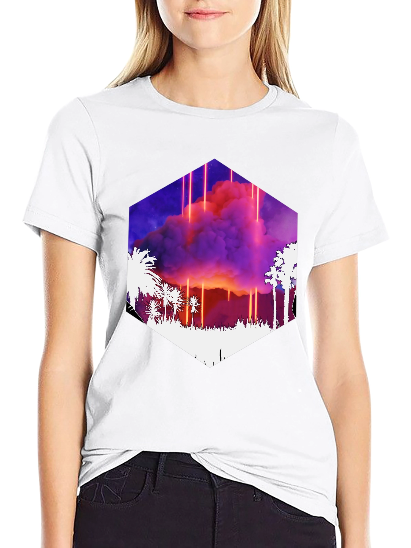 Synthwave Palm Tree Sunset Graphic Tee