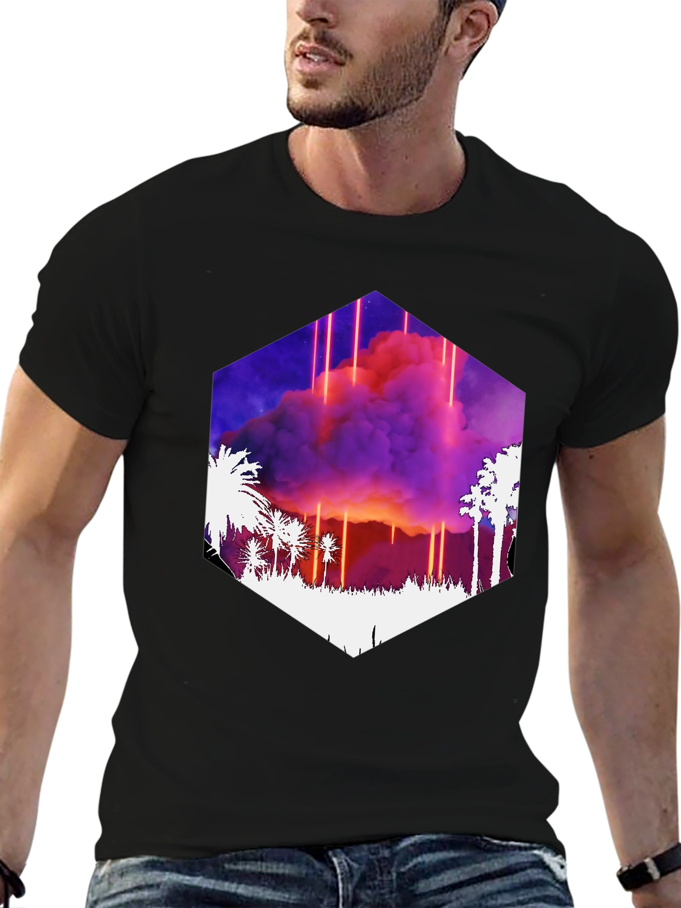 Synthwave Palm Tree Sunset Graphic Tee