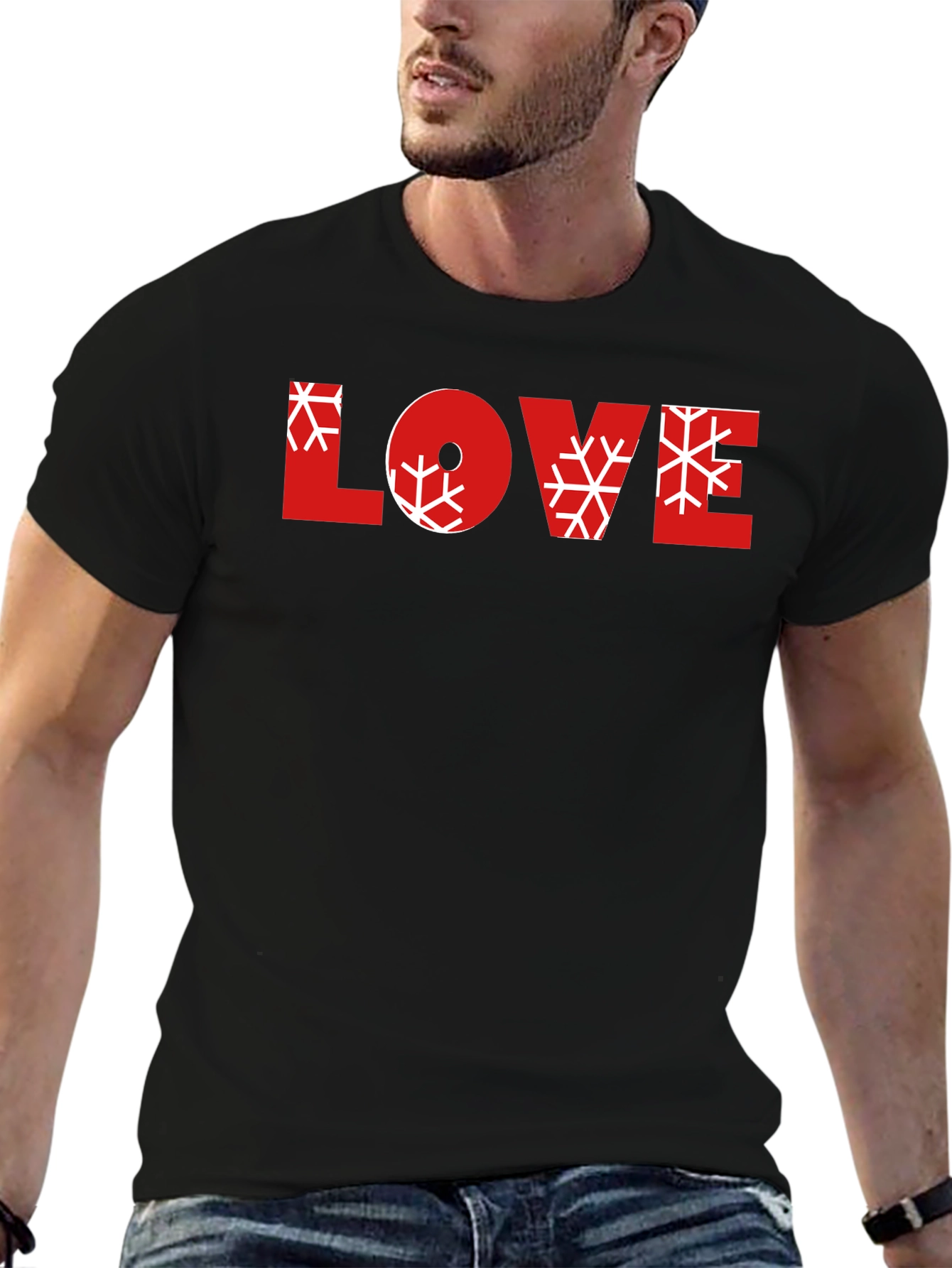 Love Snowflake Graphic Black Tee