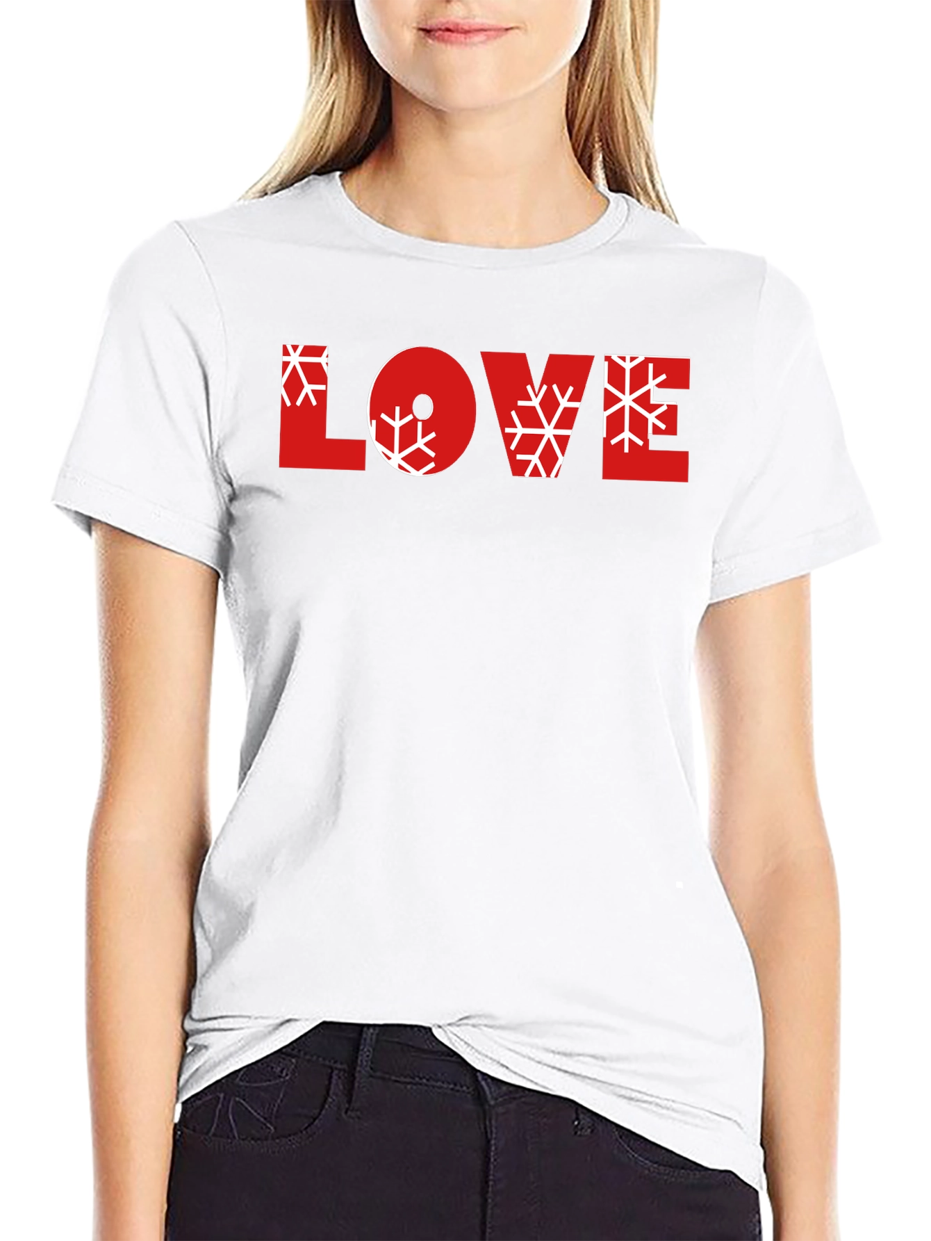 Love Snowflake Graphic Black Tee