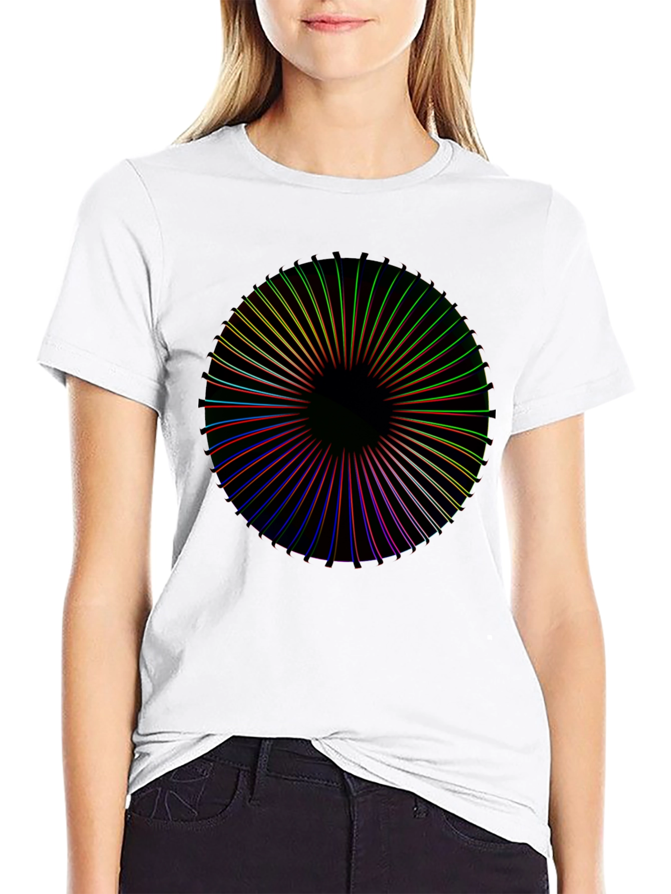 Abstract Spectrum Graphic Black T-Shirt