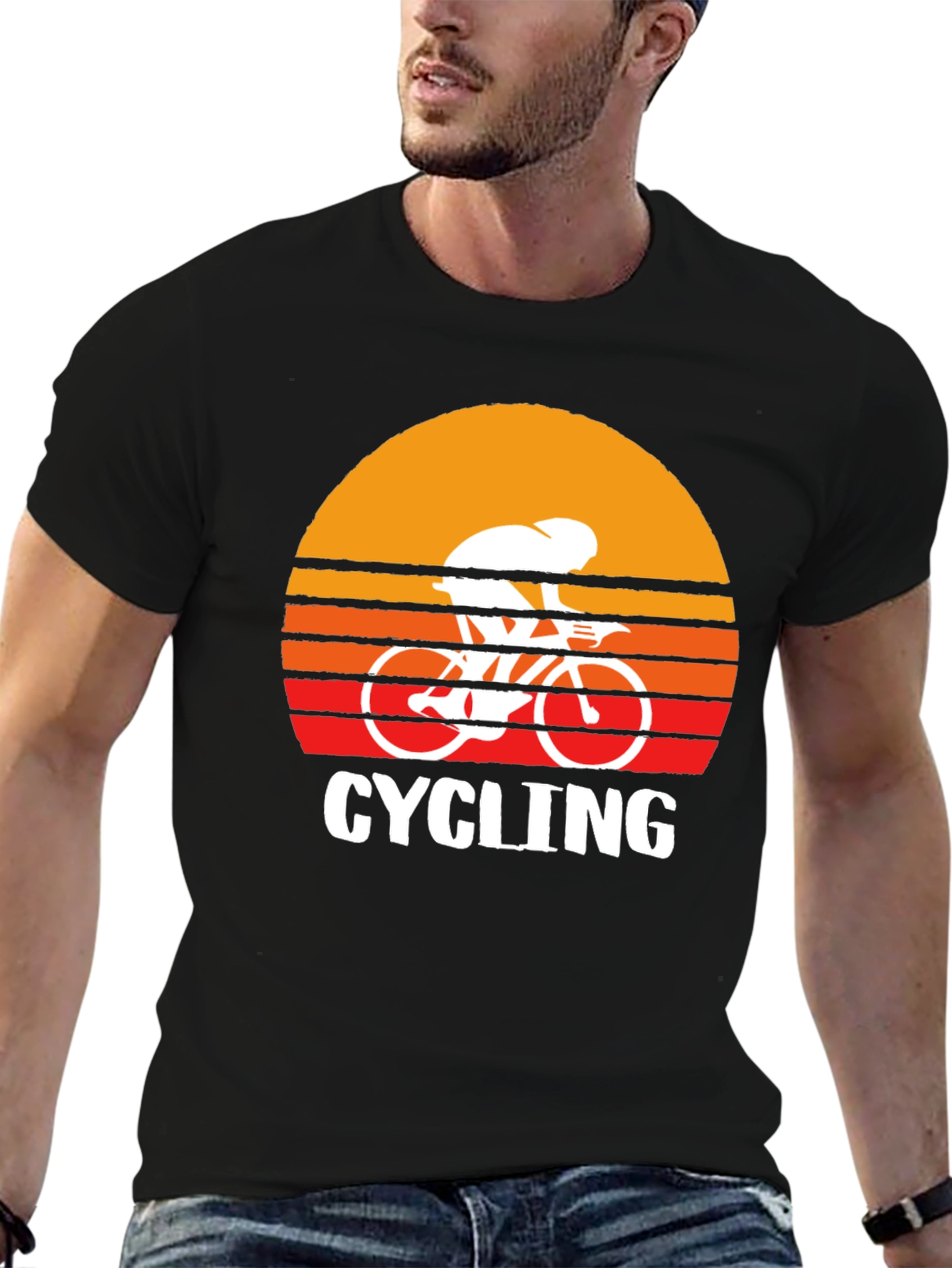 Retro Cycling Sunset Graphic T-Shirt
