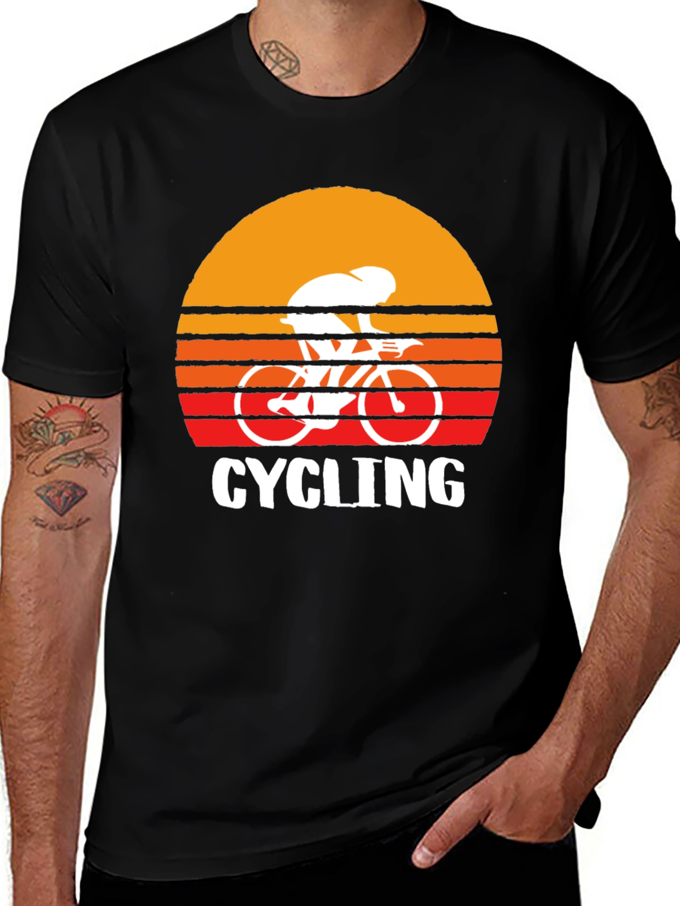 Retro Cycling Sunset Graphic T-Shirt