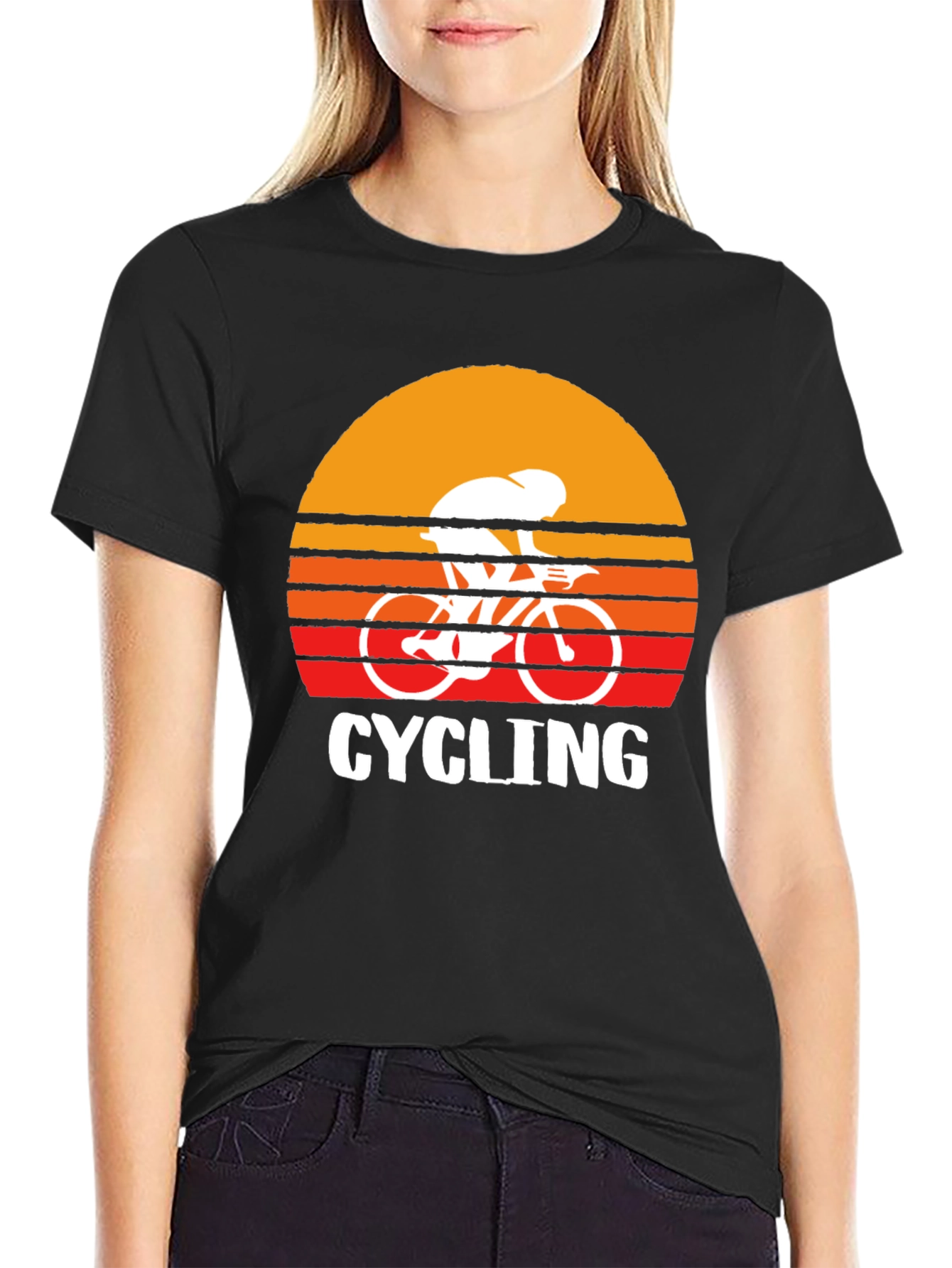 Retro Cycling Sunset Graphic T-Shirt