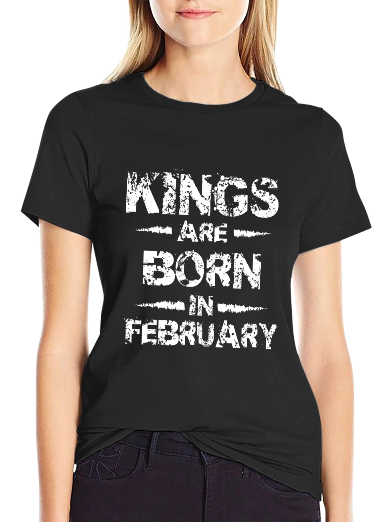 Kings Are Born In February Black T-Shirt