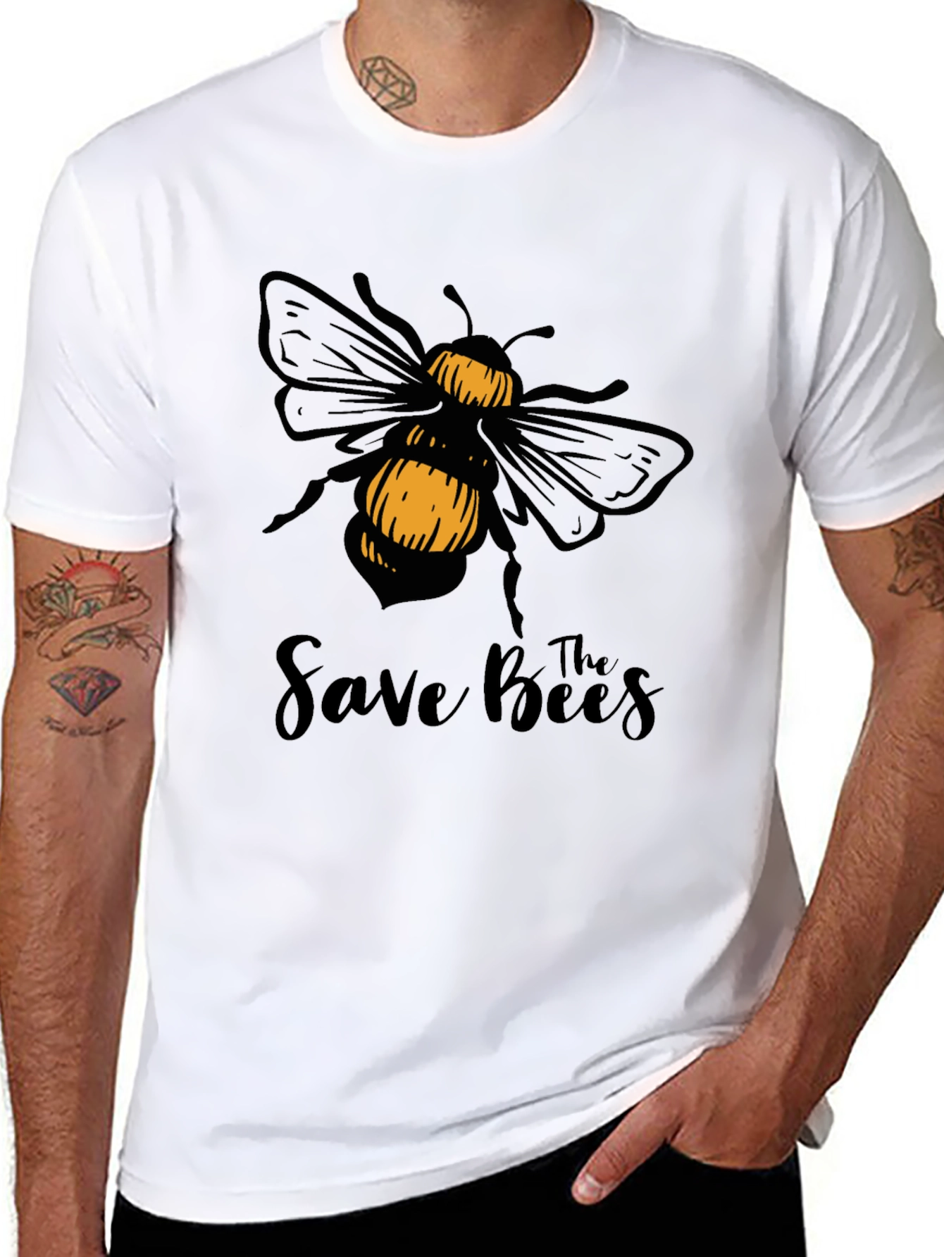 Save The Bees T-Shirt - Black Cotton Graphic Tee