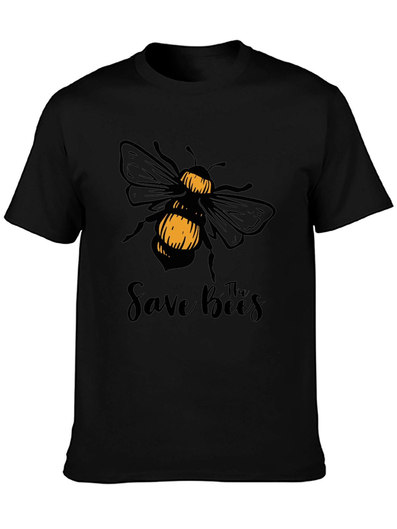 Save The Bees T-Shirt - Black Cotton Graphic Tee