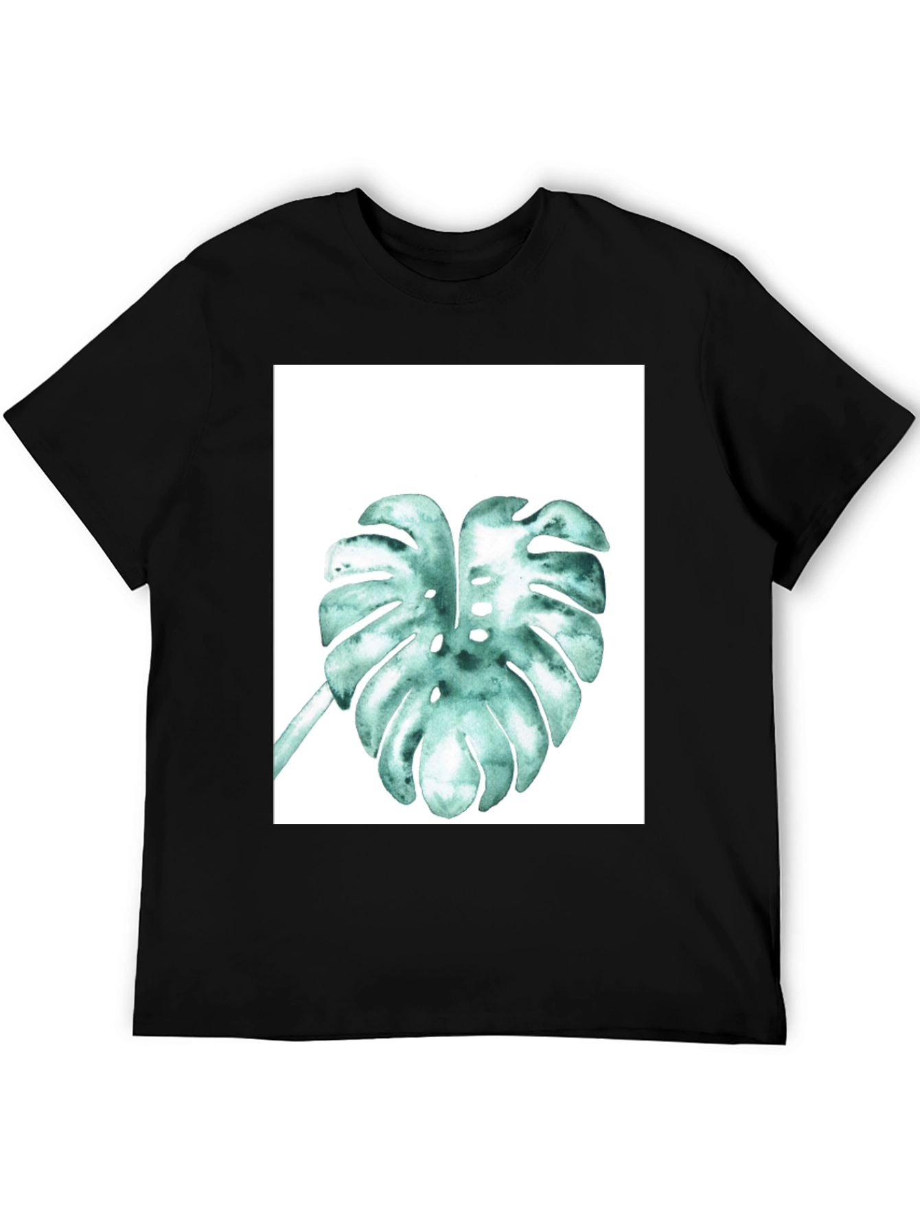 Monstera Leaf Graphic Tee - Black Cotton Comfort