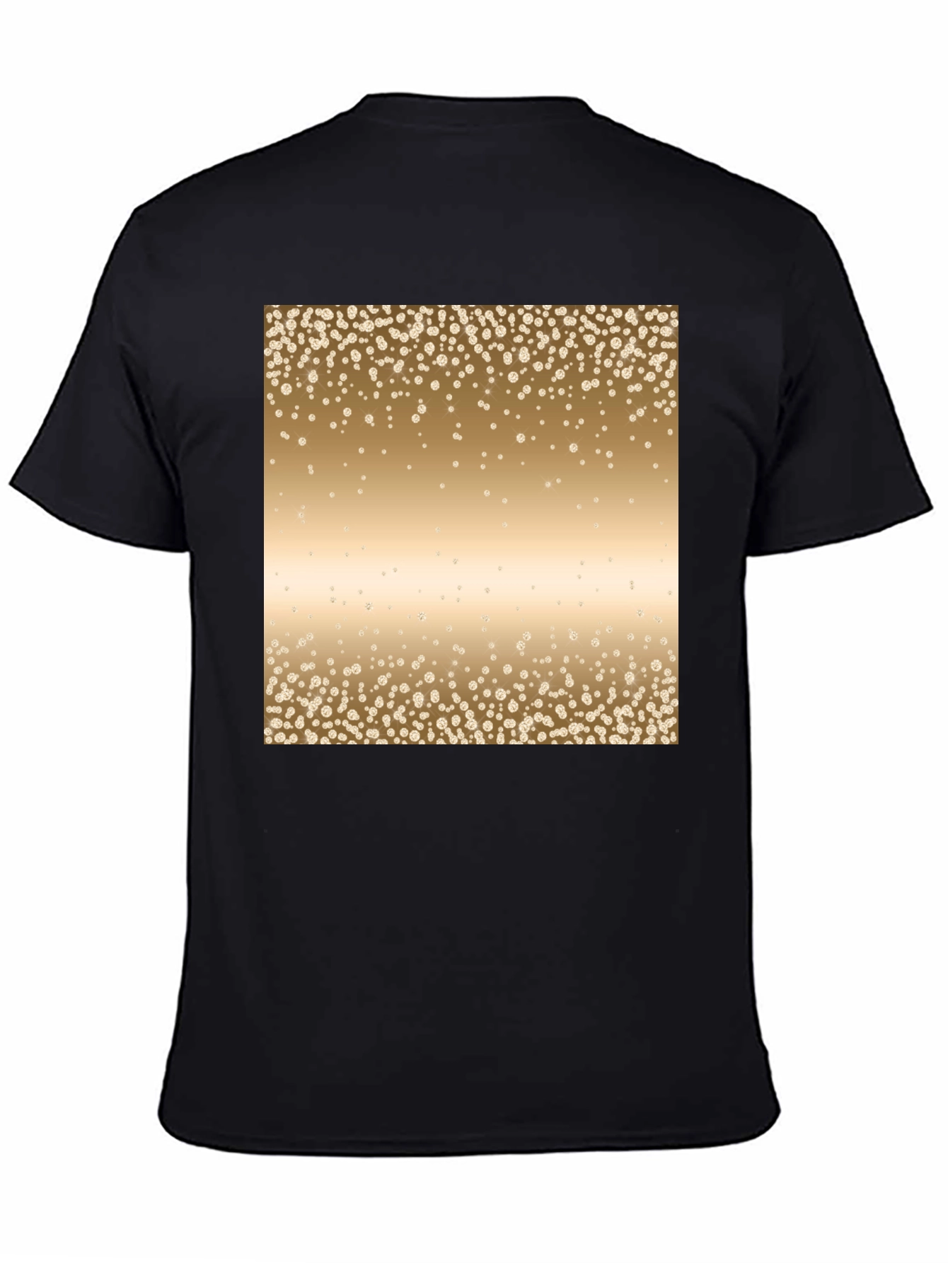 Mens Black Tee with Gold Confetti Print