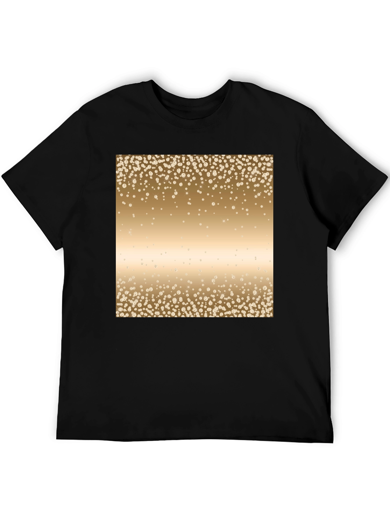 Mens Black Tee with Gold Confetti Print