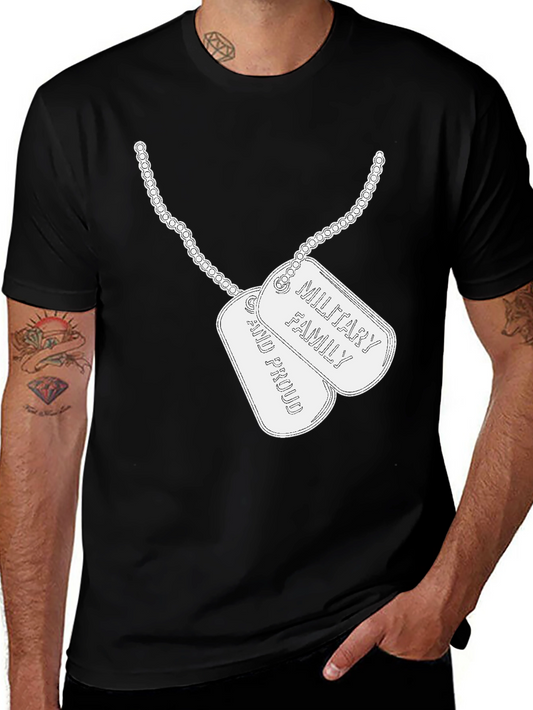Military Family Proud Dog Tag Graphic T-Shirt