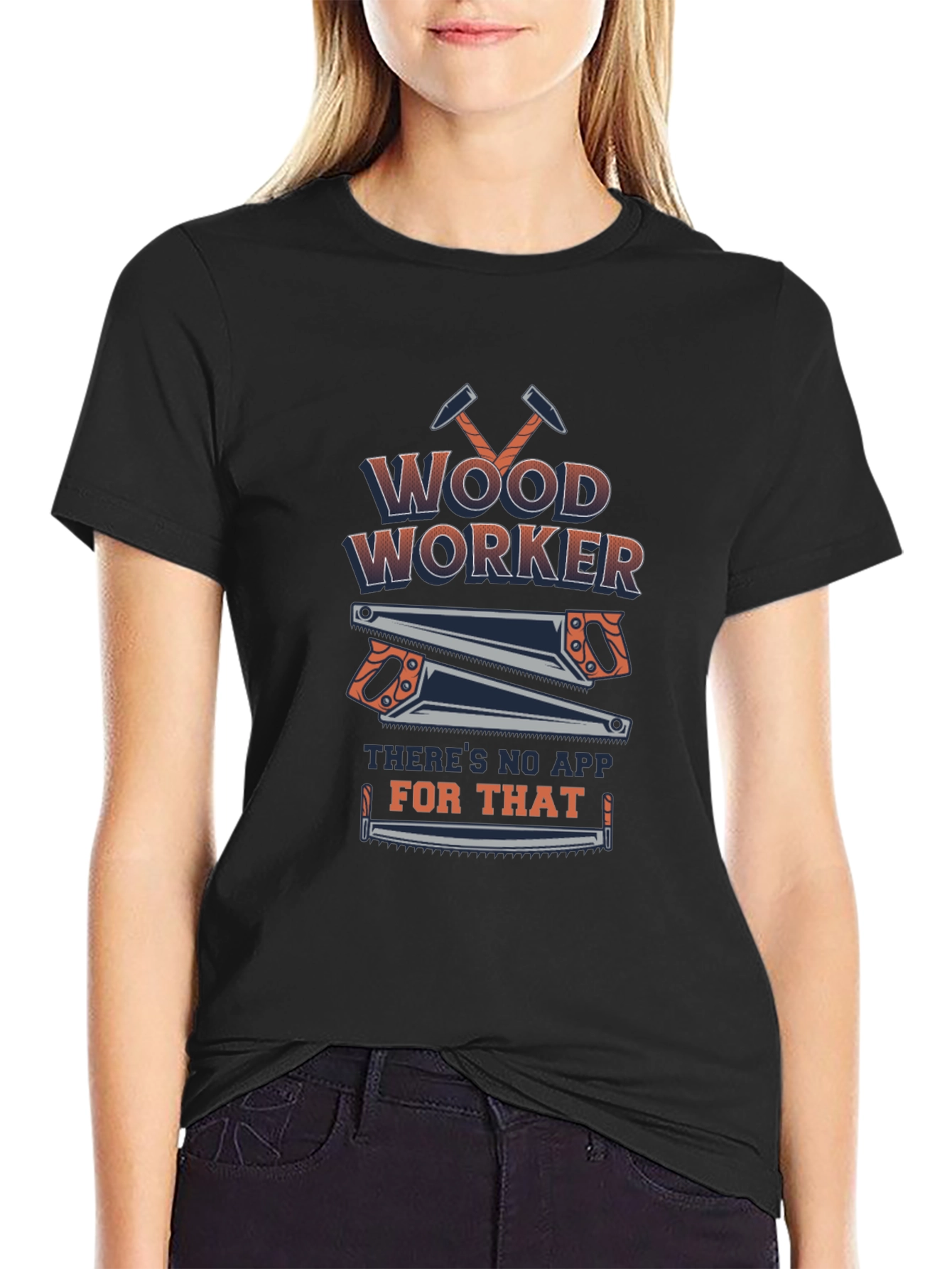 Woodworker No App T-Shirt - Black Cotton Blend