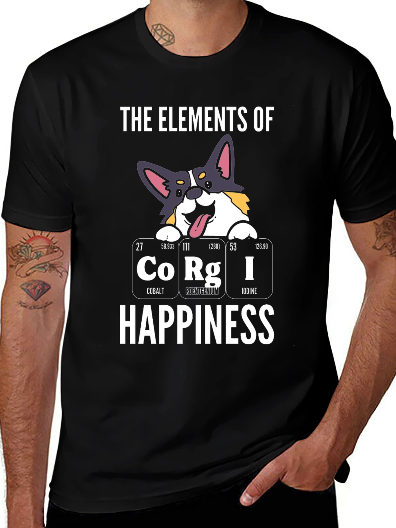 Corgi Elements of Happiness Graphic T-Shirt