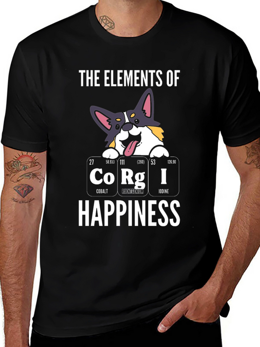 Corgi Elements of Happiness Graphic T-Shirt