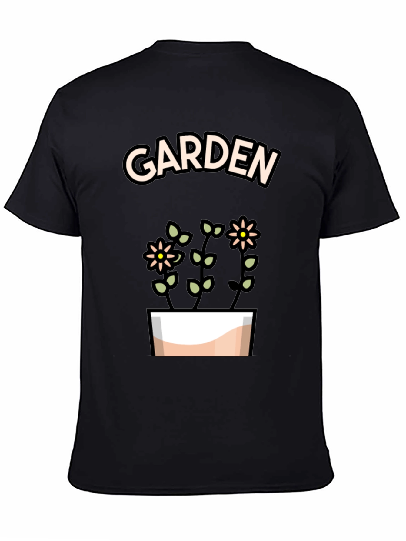 Garden Flowers Graphic Tee - Stylish Black T-Shirt