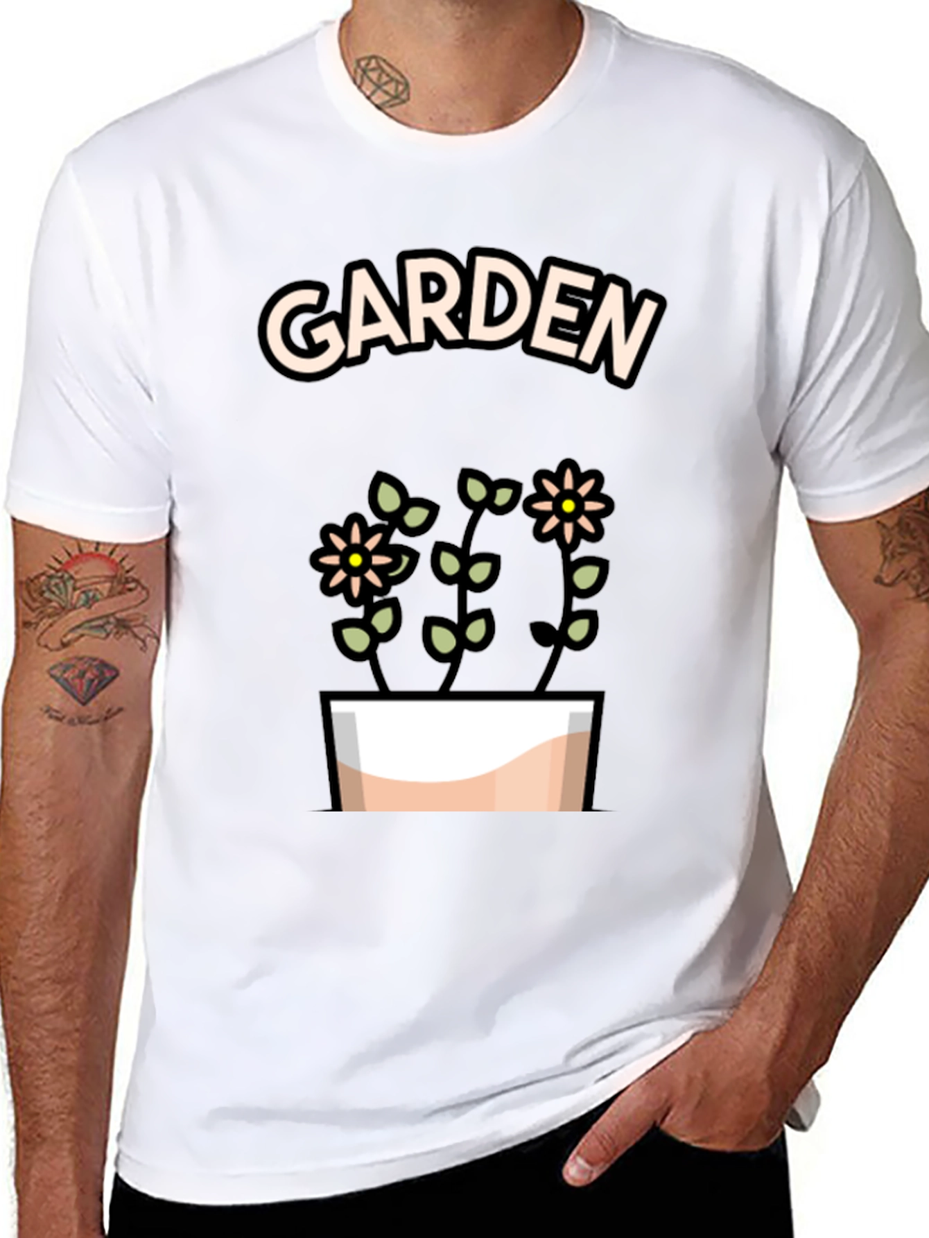 Garden Flowers Graphic Tee - Stylish Black T-Shirt