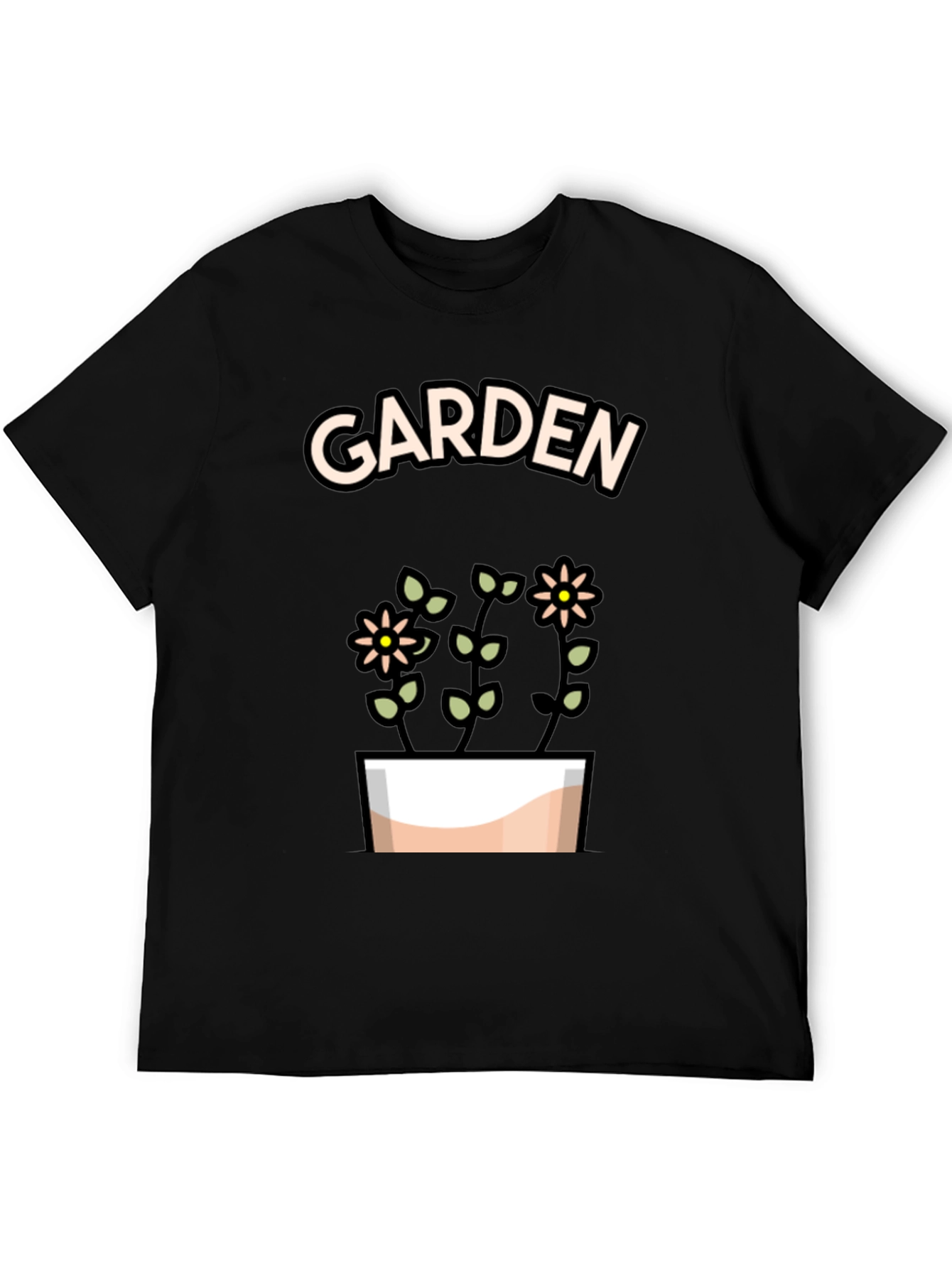 Garden Flowers Graphic Tee - Stylish Black T-Shirt