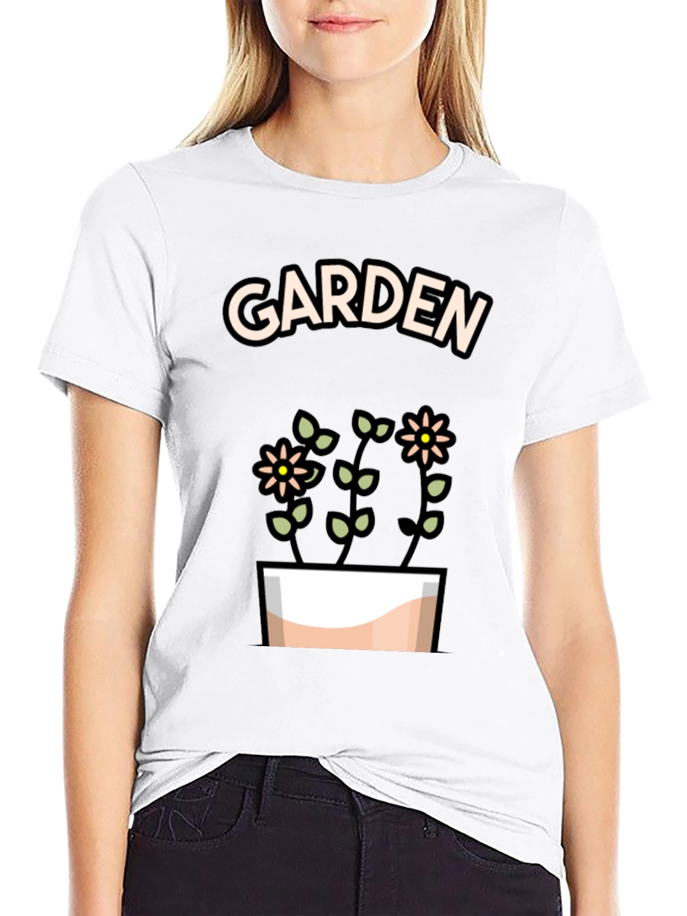Garden Flowers Graphic Tee - Stylish Black T-Shirt