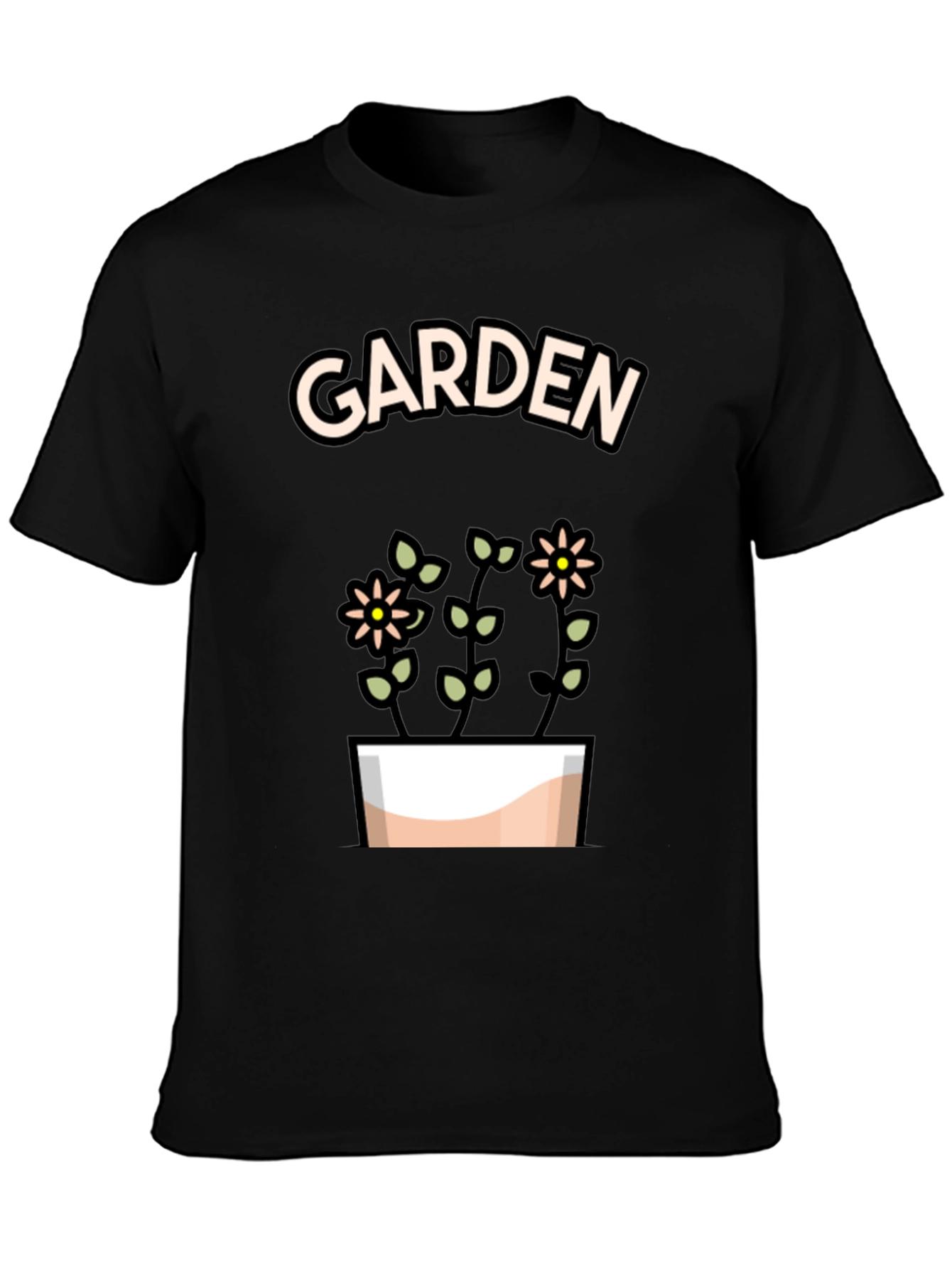 Garden Flowers Graphic Tee - Stylish Black T-Shirt